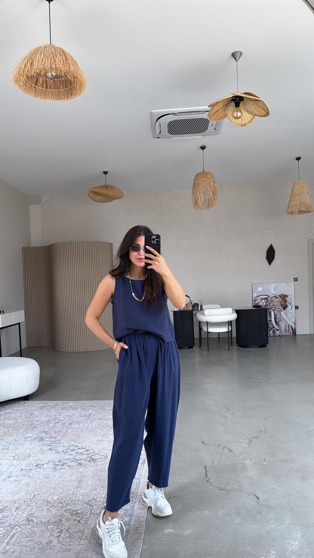 Lacivert Tensel Cepli Takım