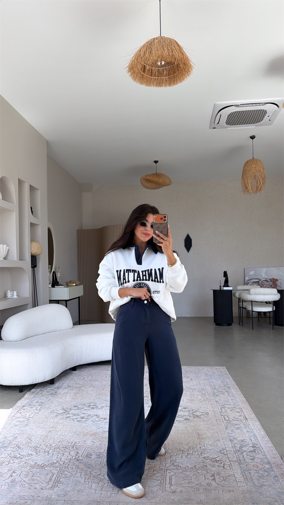 Lacivert Tensel Yıkamalı Denim Pantolon