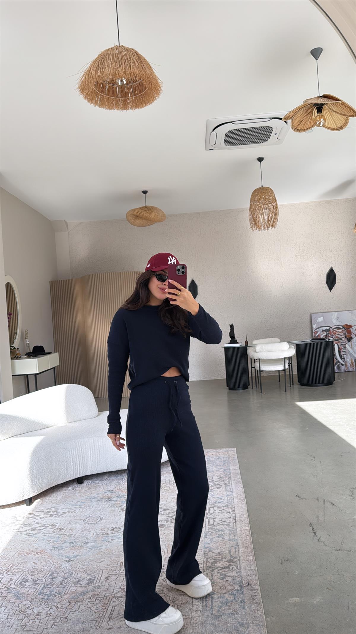 Lacivert Uzun Kollu Fitilli Takım