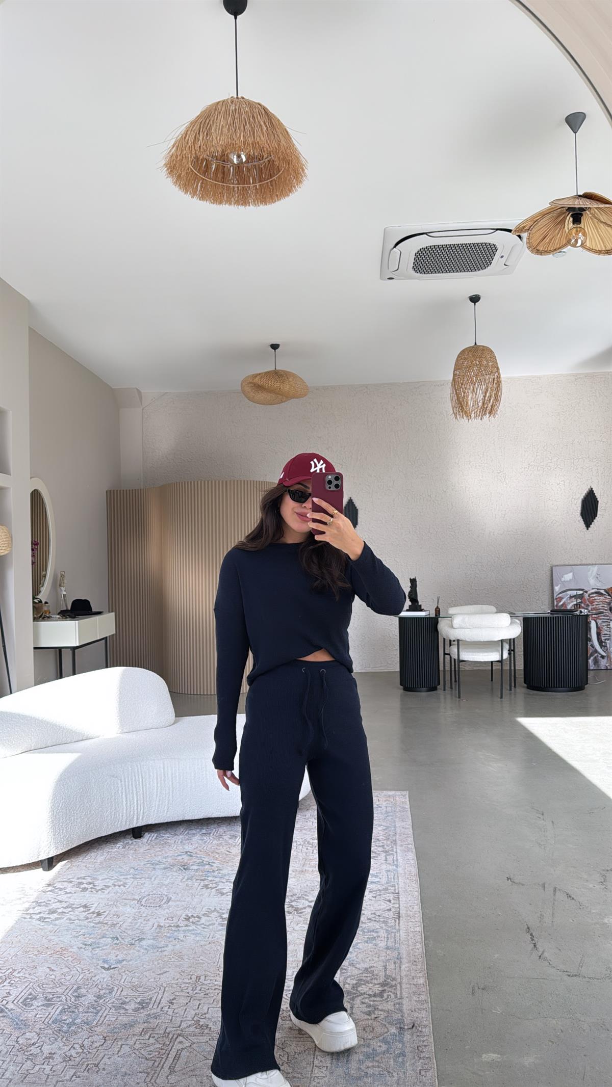 Lacivert Uzun Kollu Fitilli Takım