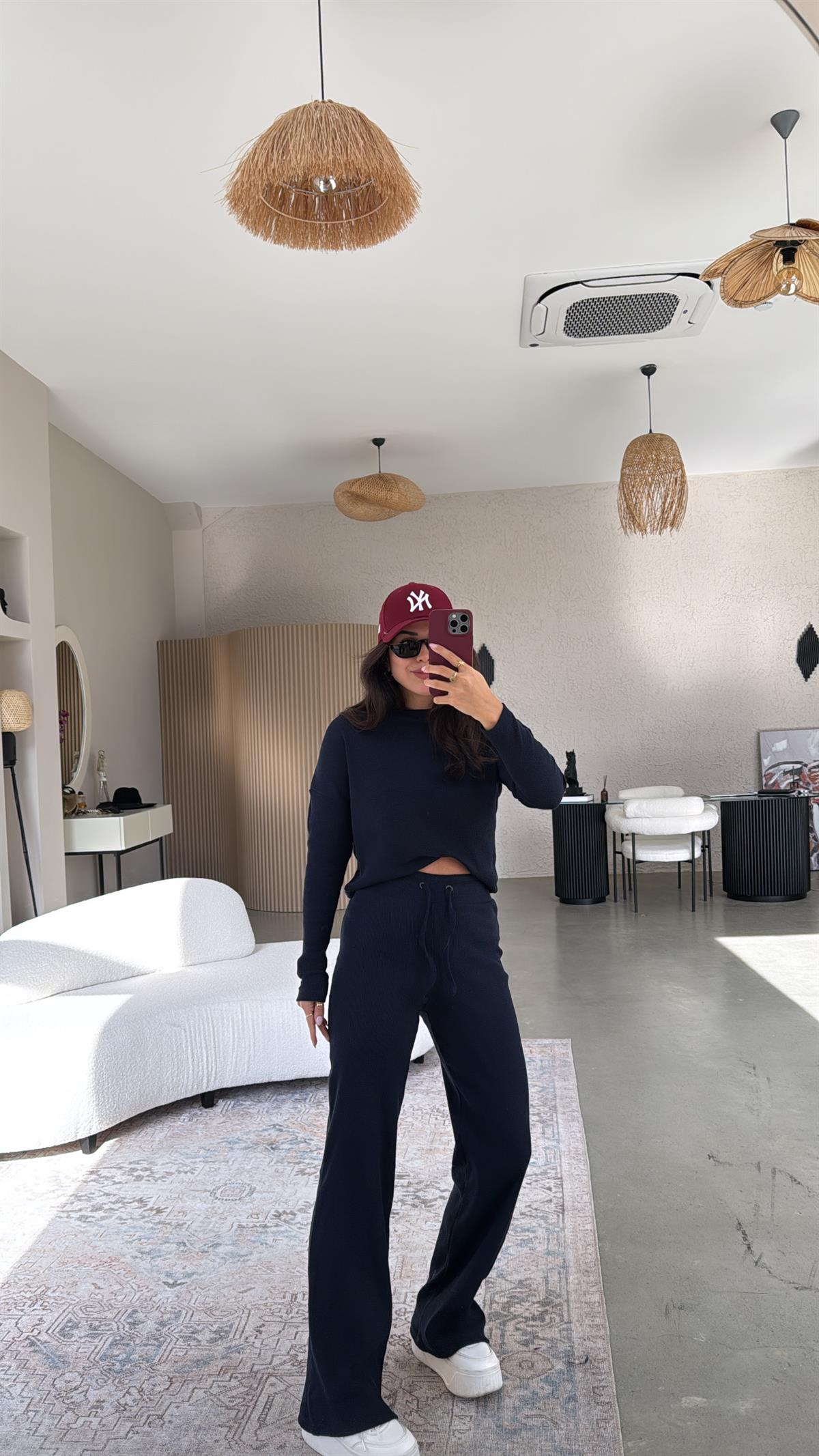 Lacivert Uzun Kollu Fitilli Takım