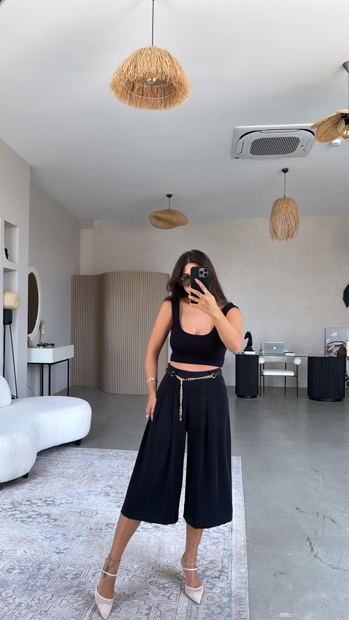 Lacivert Zincirli Premium Kısa Pantolon