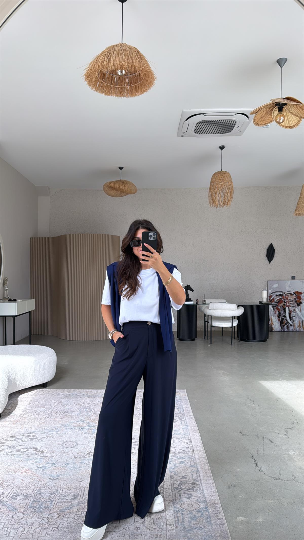 Lacivert ZR Model Bol Kumaş Pantolon