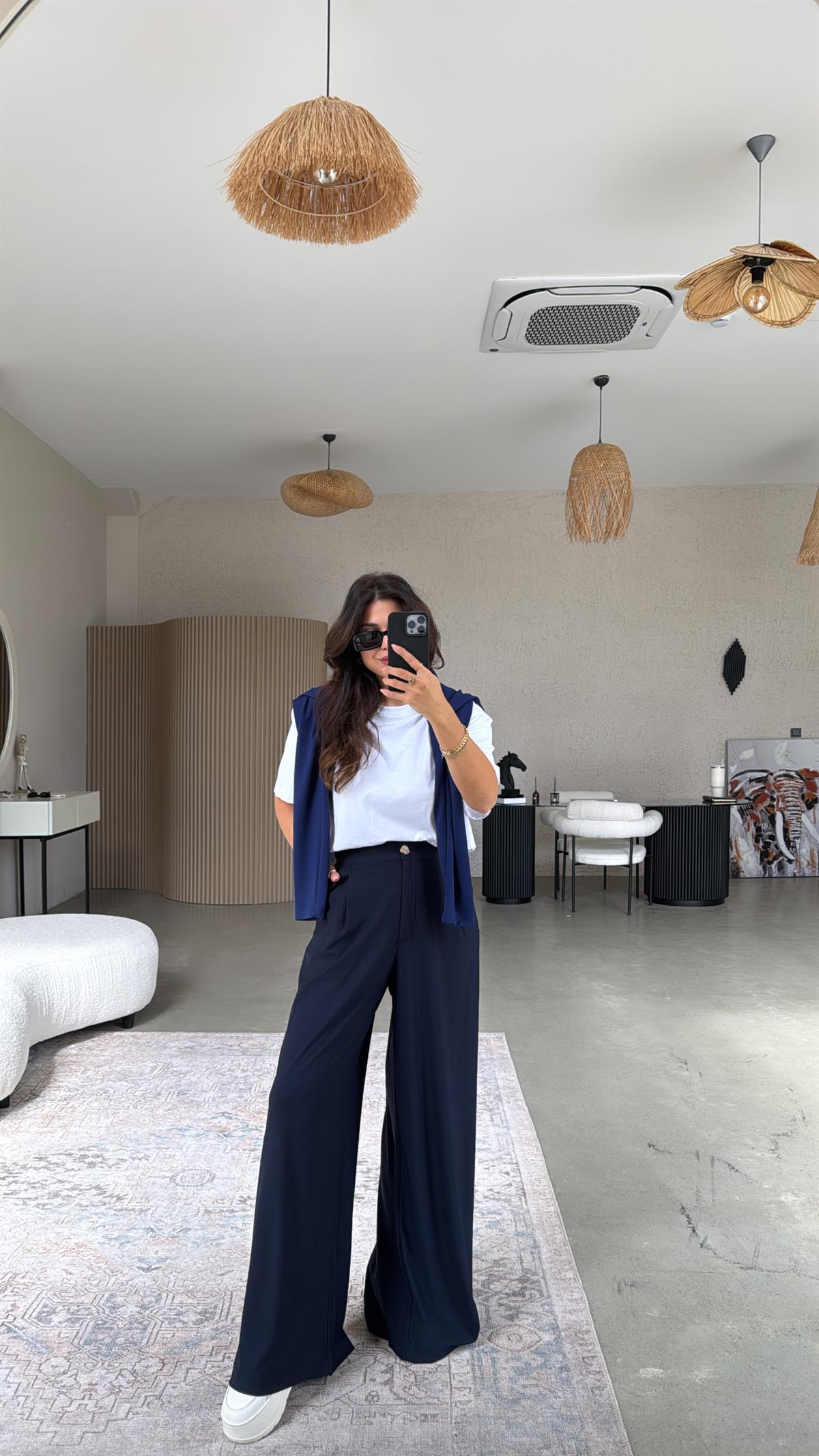 Lacivert ZR Model Bol Kumaş Pantolon