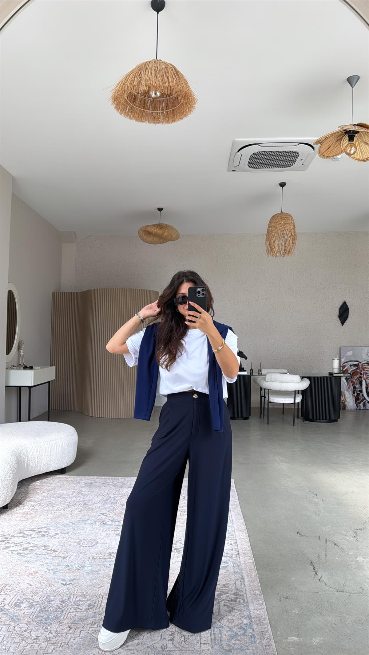 Lacivert ZR Model Bol Kumaş Pantolon