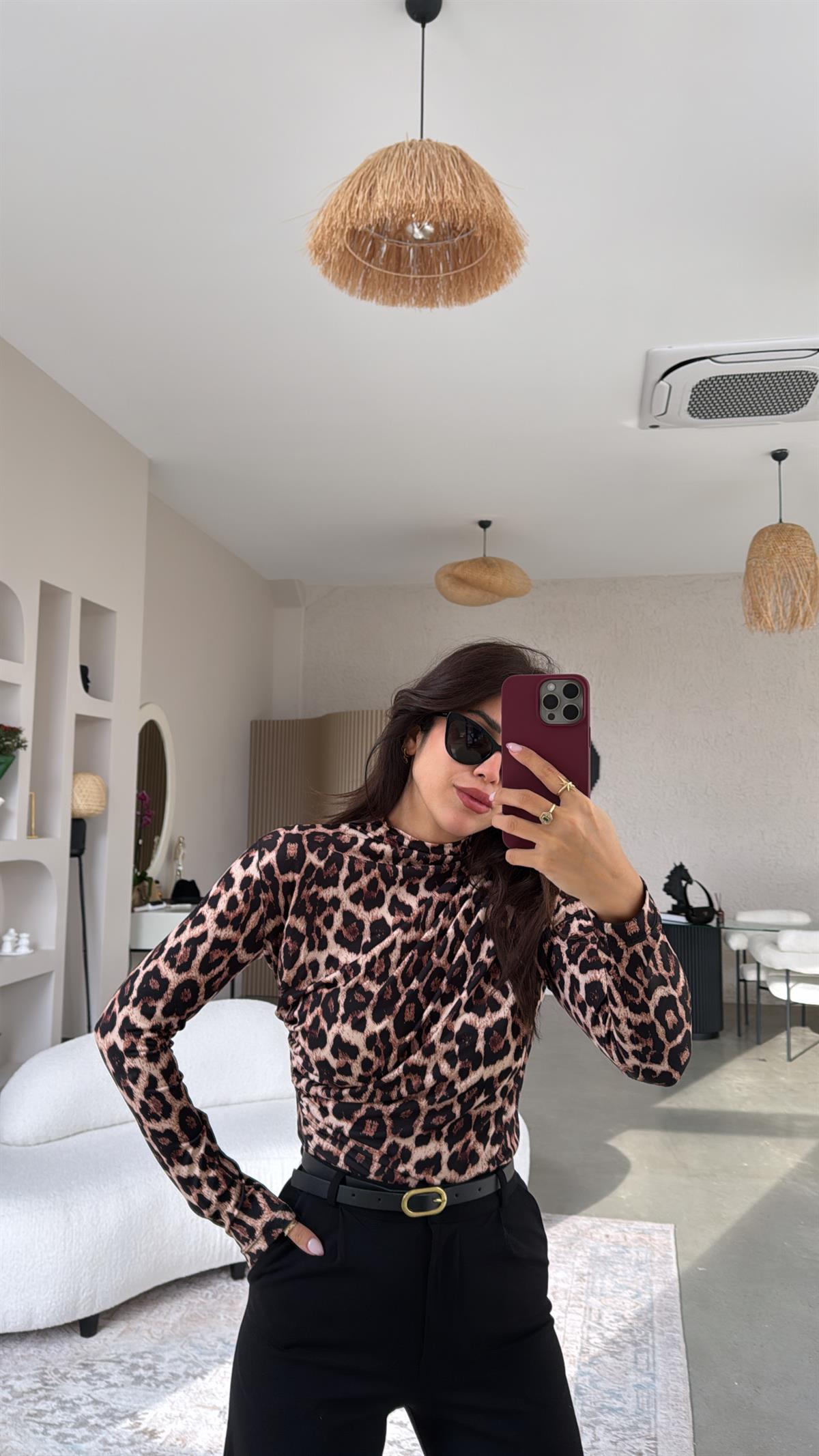 Leopar Drapeli Bluz