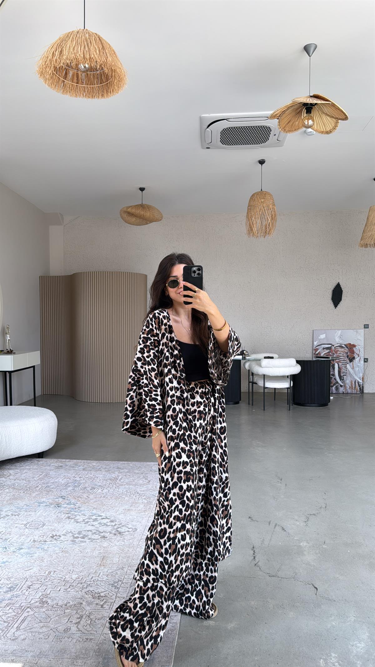 Leopar Juna Kimono Pantolon Takım
