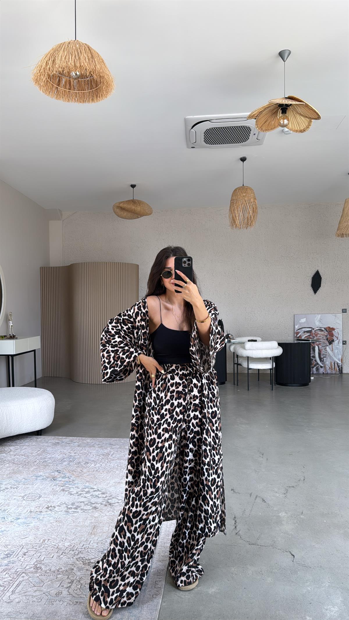 Leopar Juna Kimono Pantolon Takım