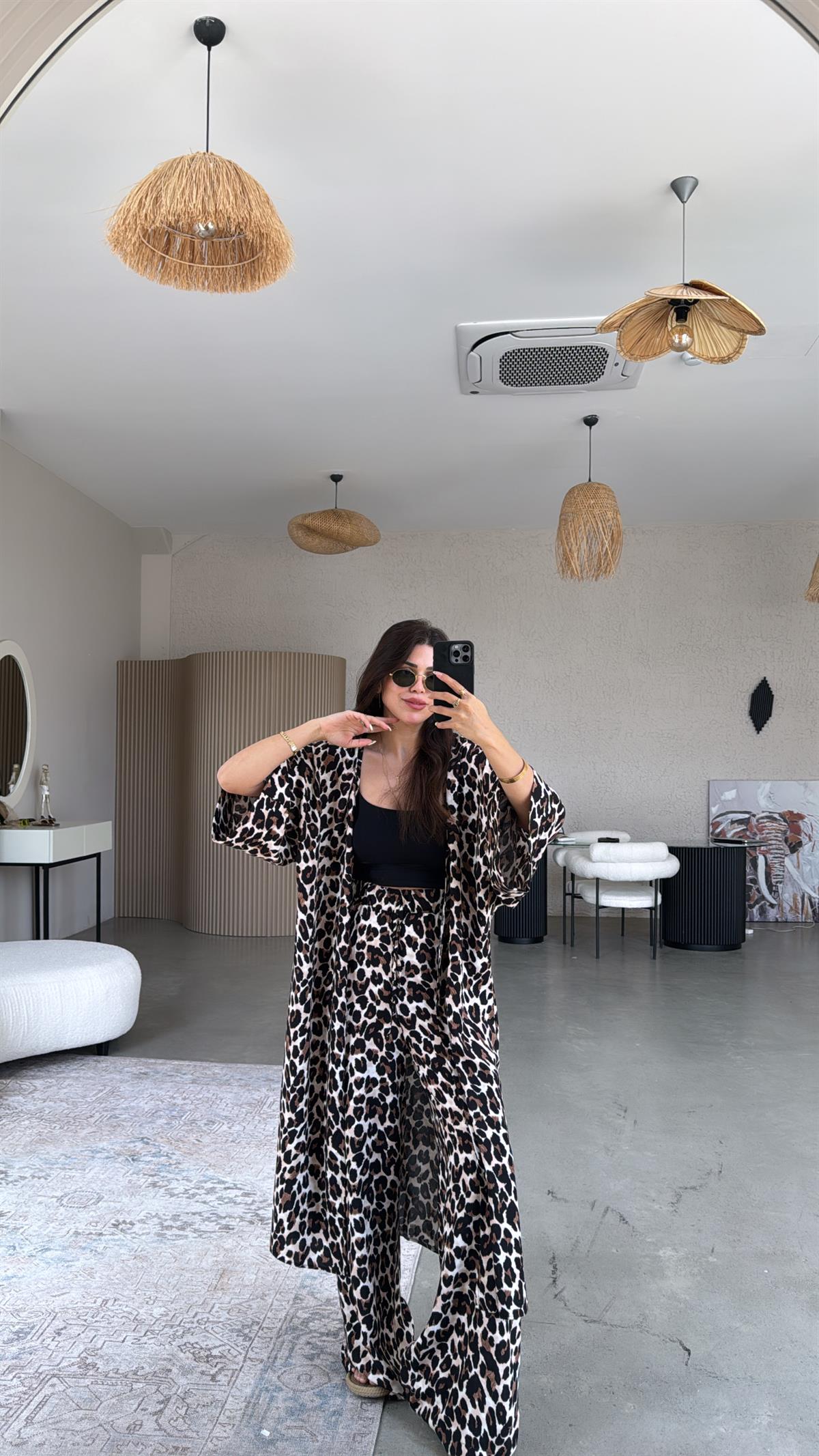 Leopar Juna Kimono Pantolon Takım