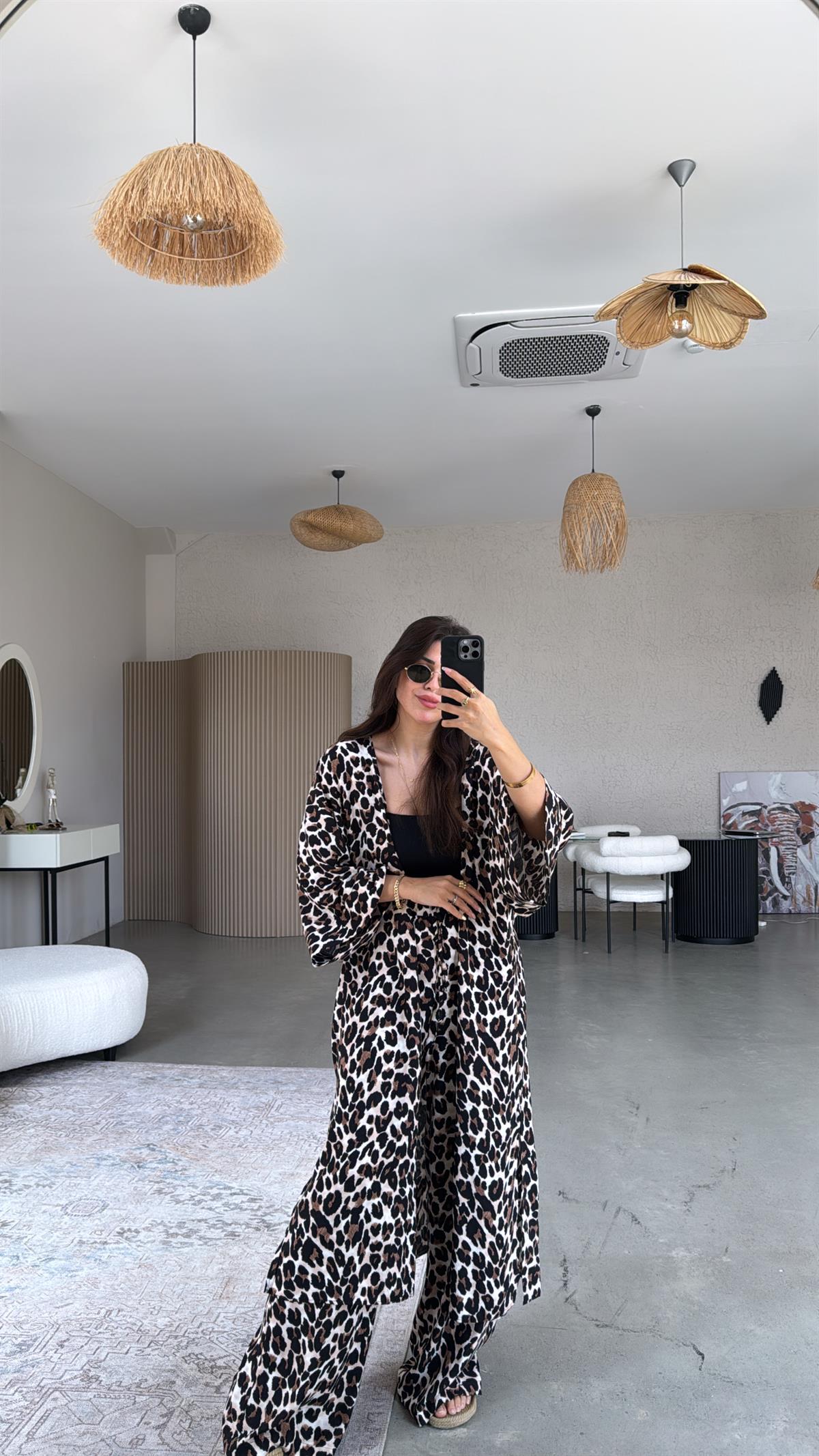 Leopar Juna Kimono Pantolon Takım