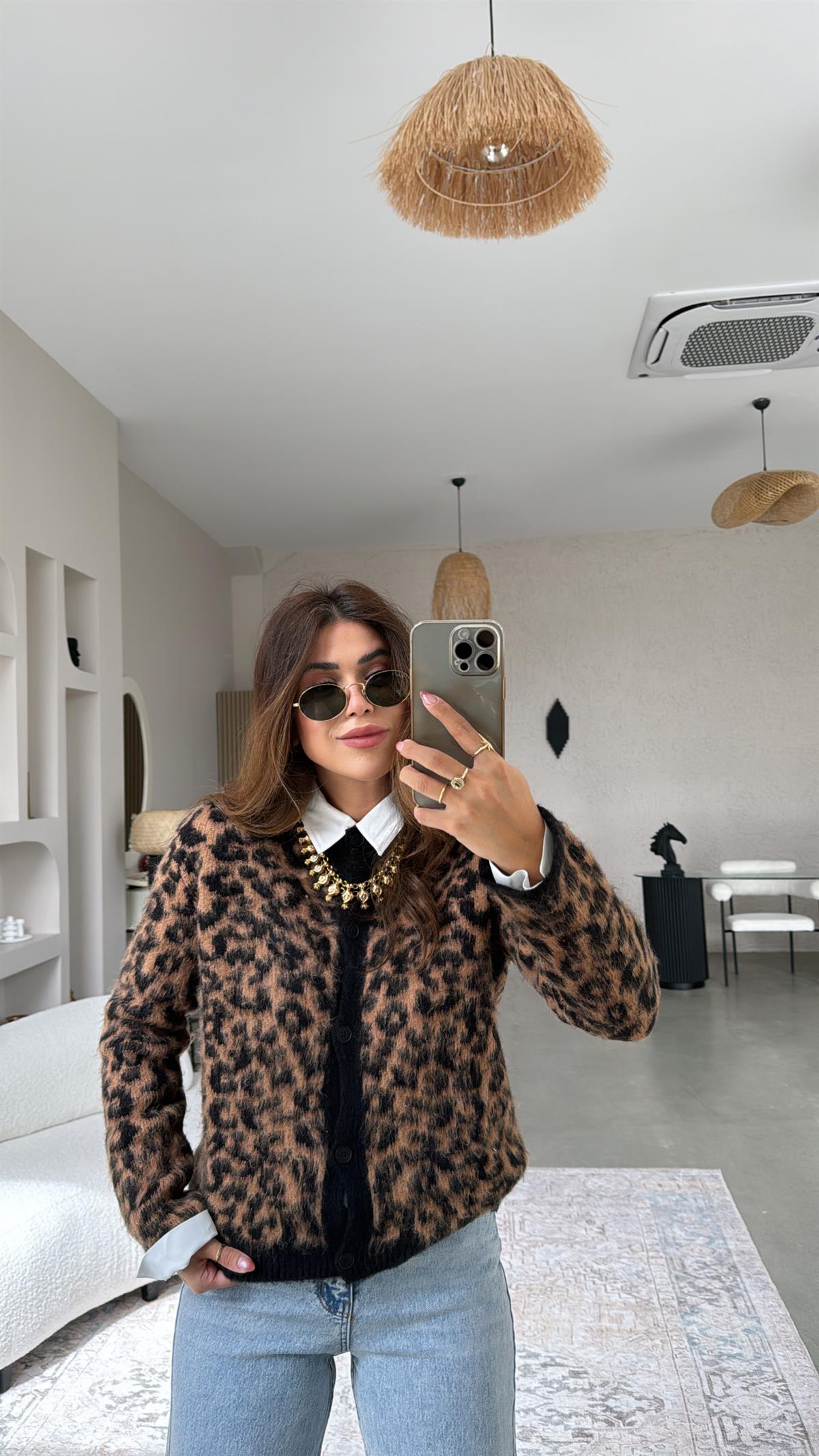 Leopar Sakallı Hırka