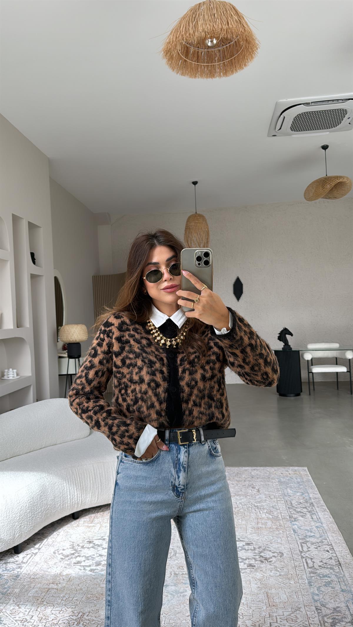 Leopar Sakallı Hırka