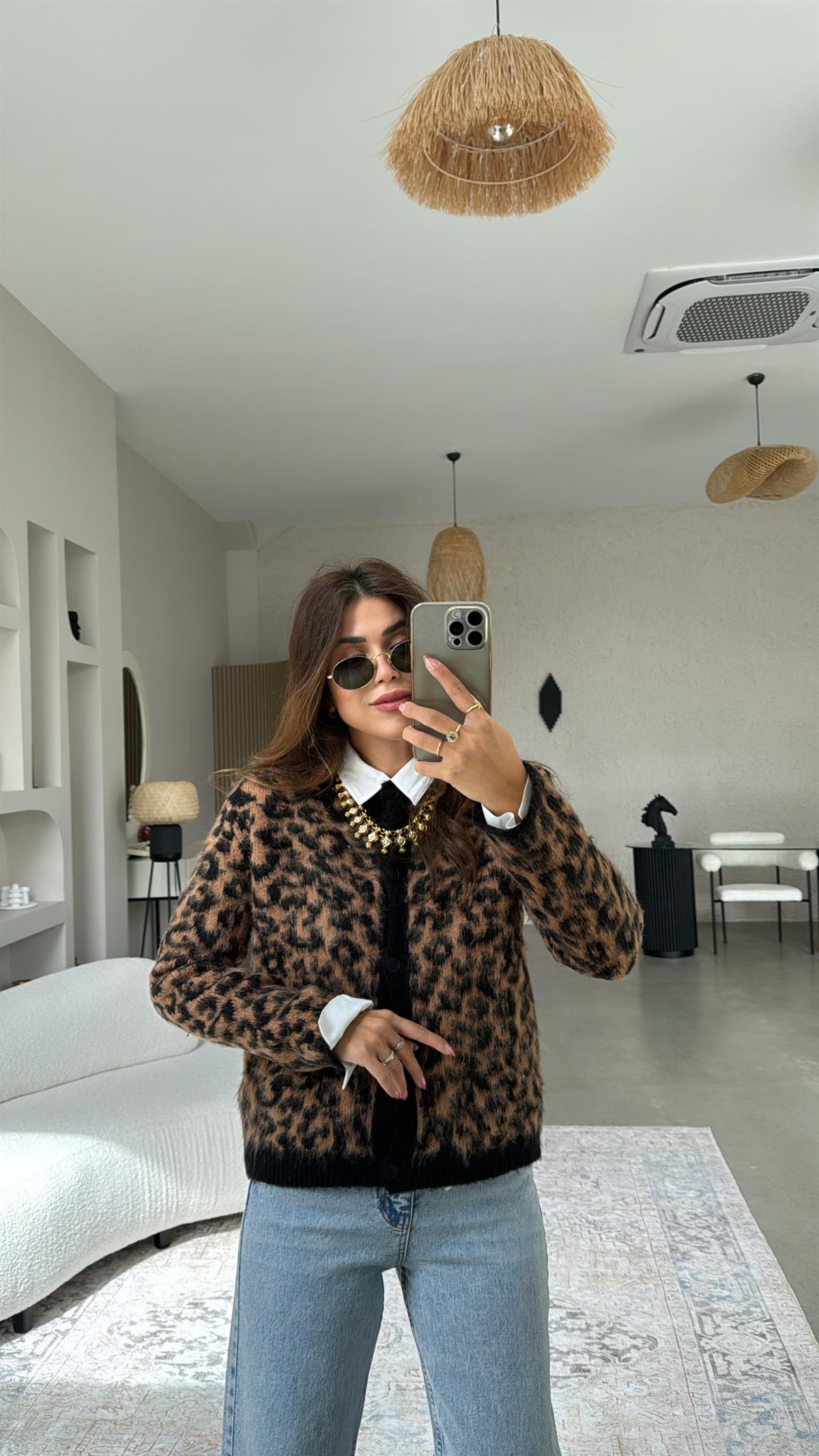 Leopar Sakallı Hırka