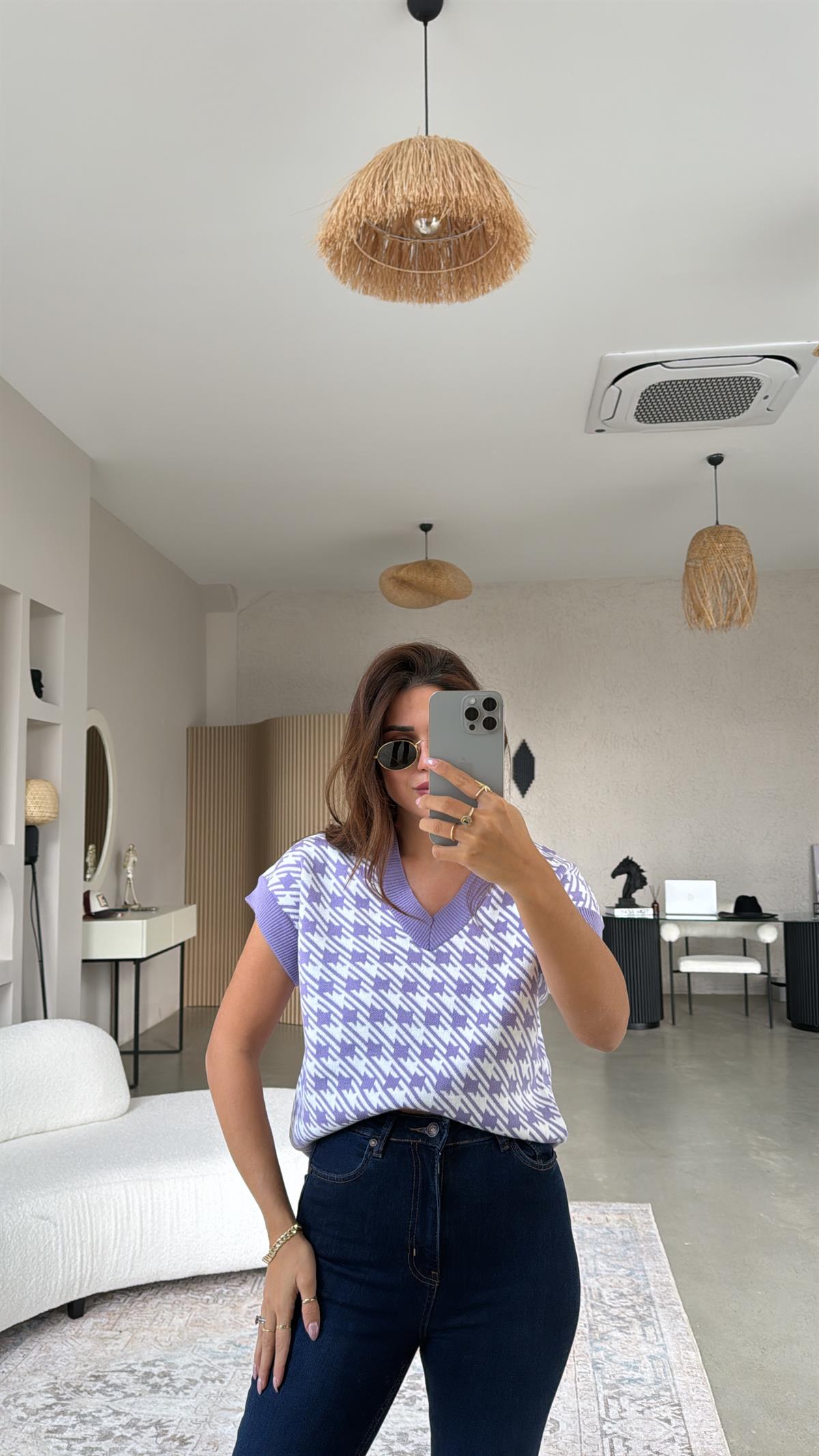 Lila Kazayağı Triko Bluz