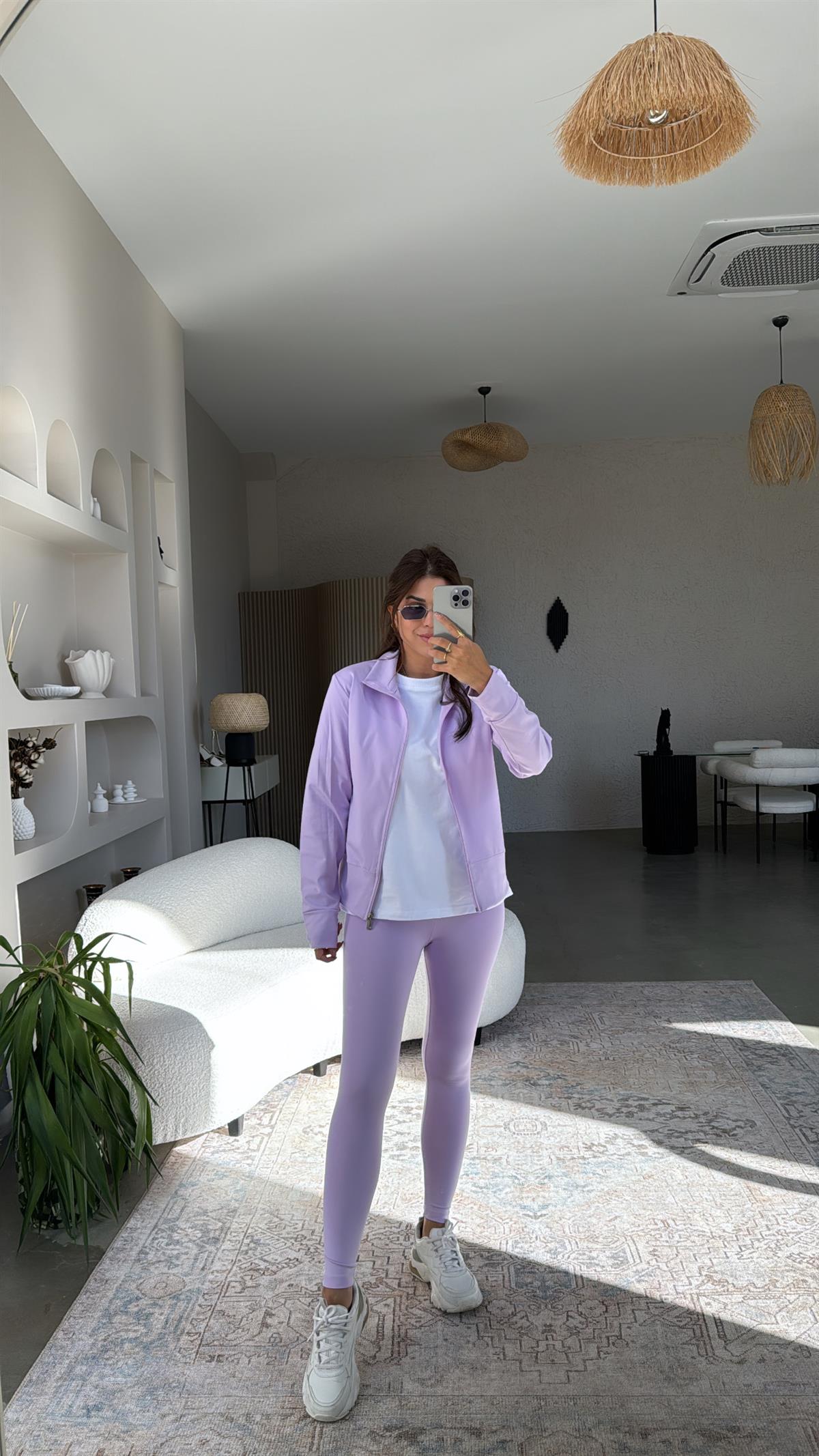 Lila Orijinal Oys Toparlayıcı Tayt Ceket Takım