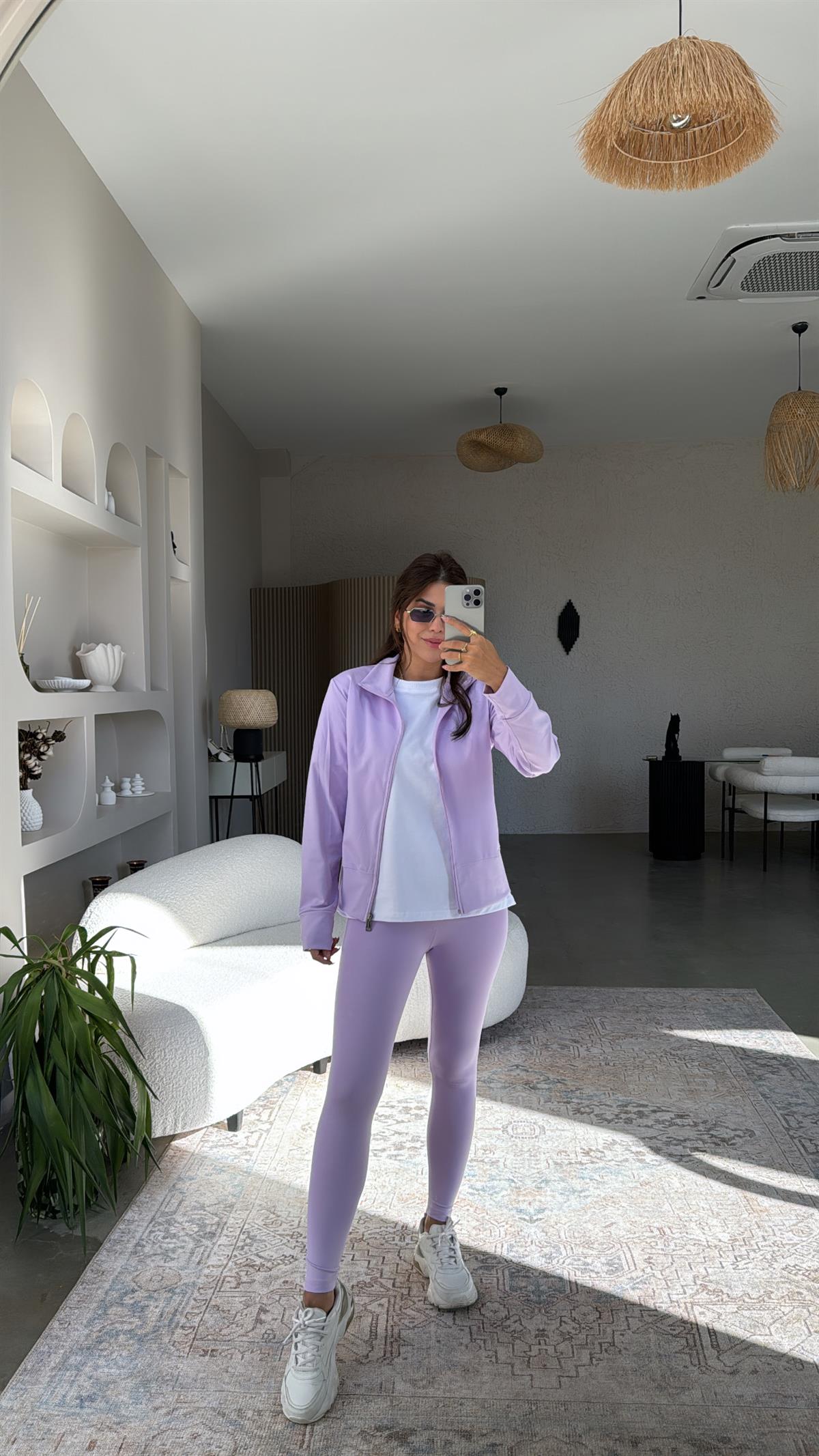 Lila Orijinal Oys Toparlayıcı Tayt Ceket Takım