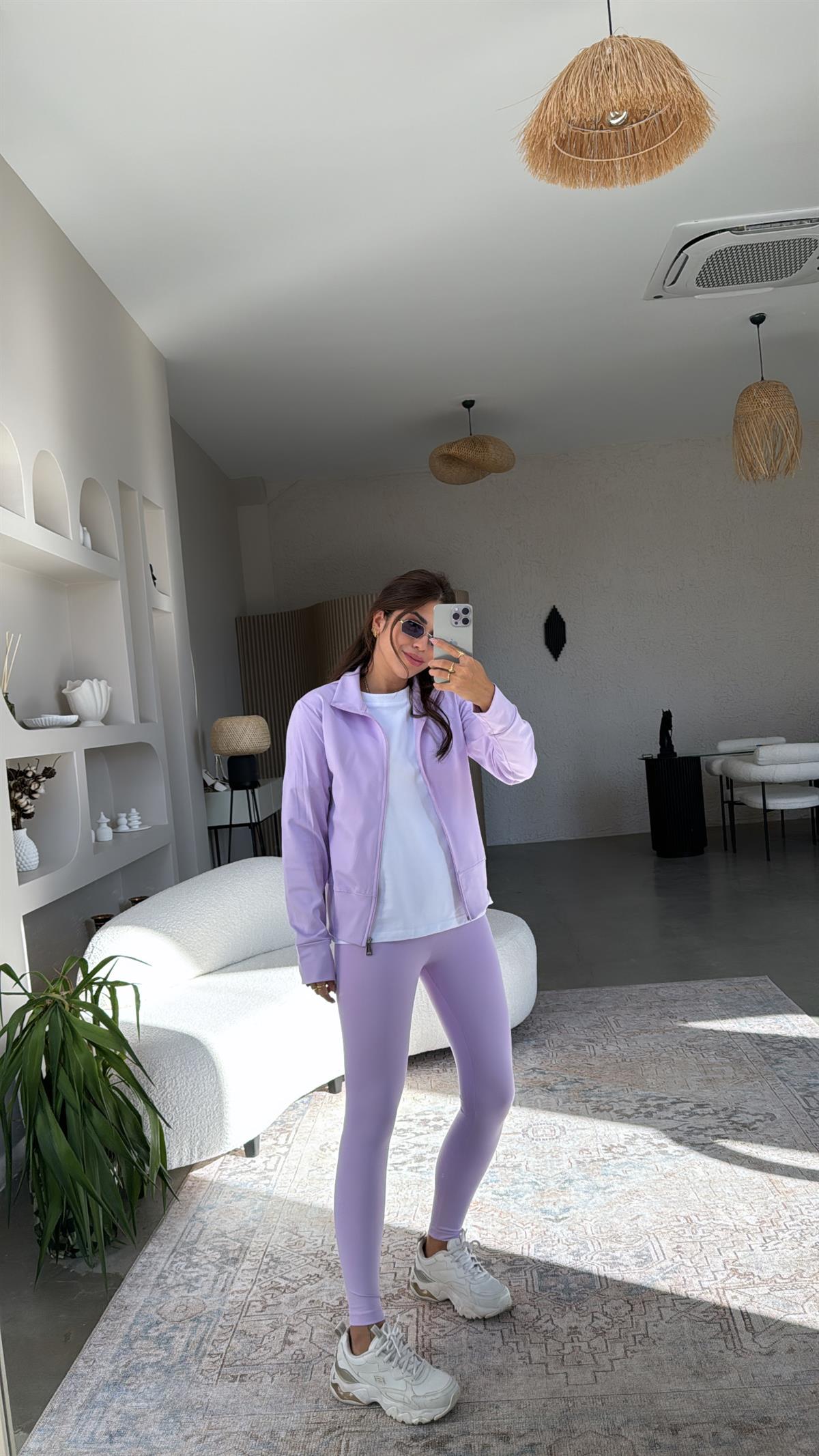 Lila Orijinal Oys Toparlayıcı Tayt Ceket Takım