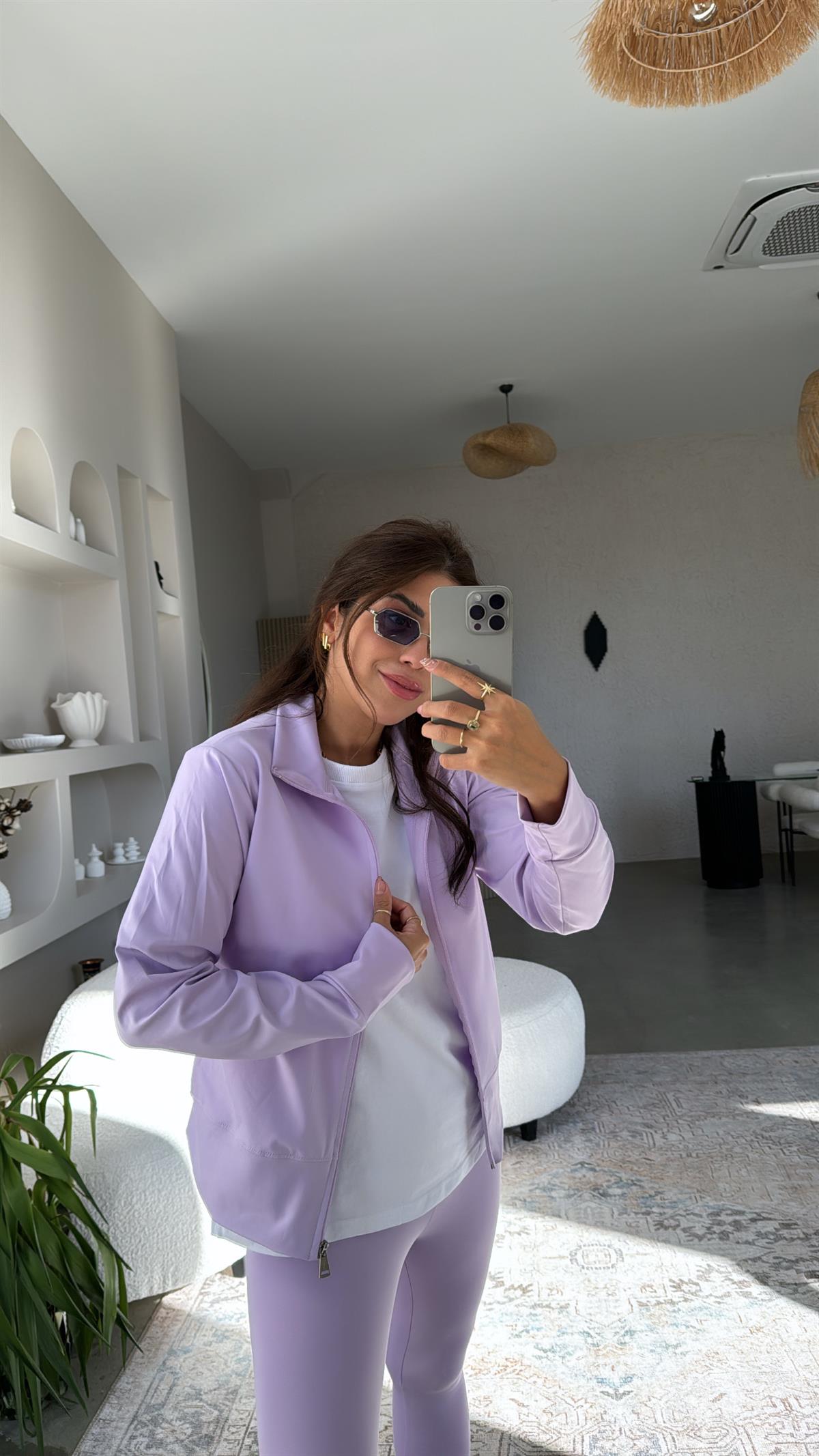 Lila Orijinal Oys Toparlayıcı Tayt Ceket Takım