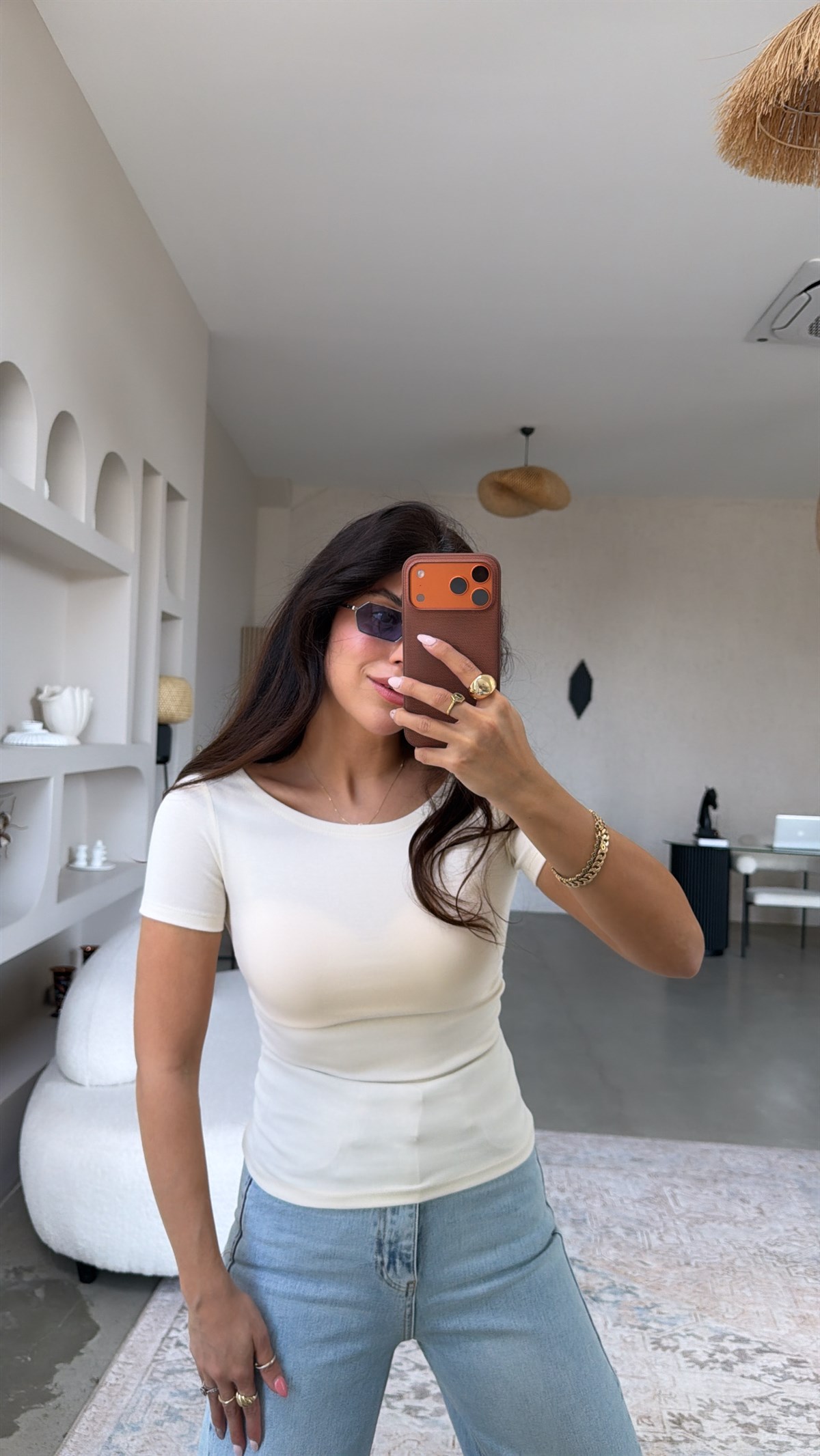 Limon Sarı Yanı Büzgülü Pamuklu Kısa Kol Basic