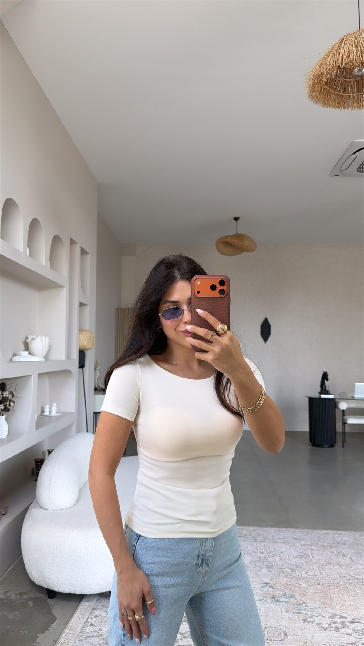 Limon Sarı Yanı Büzgülü Pamuklu Kısa Kol Basic