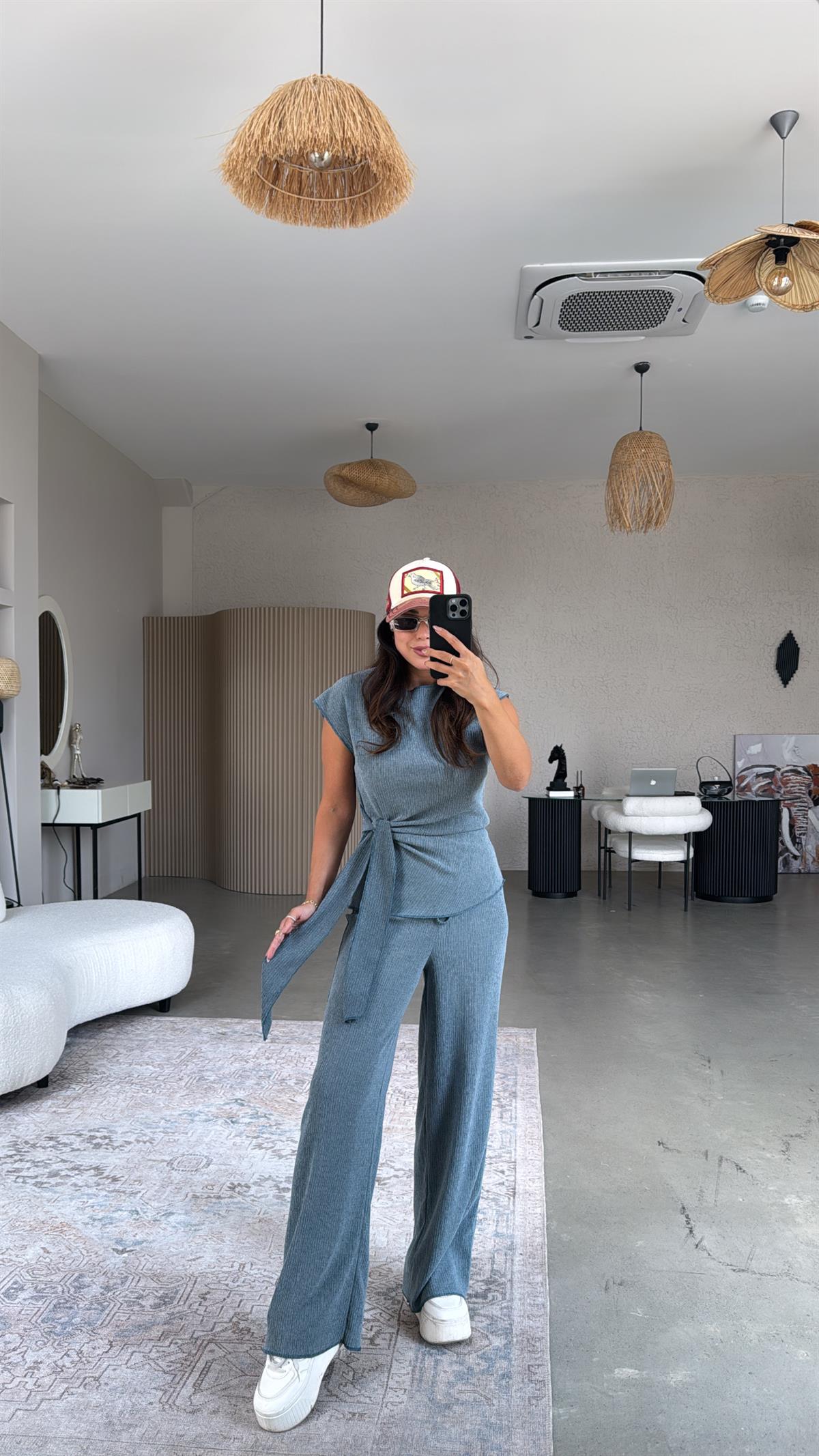 Mavi Bağlamalı Bürümcük Takım 