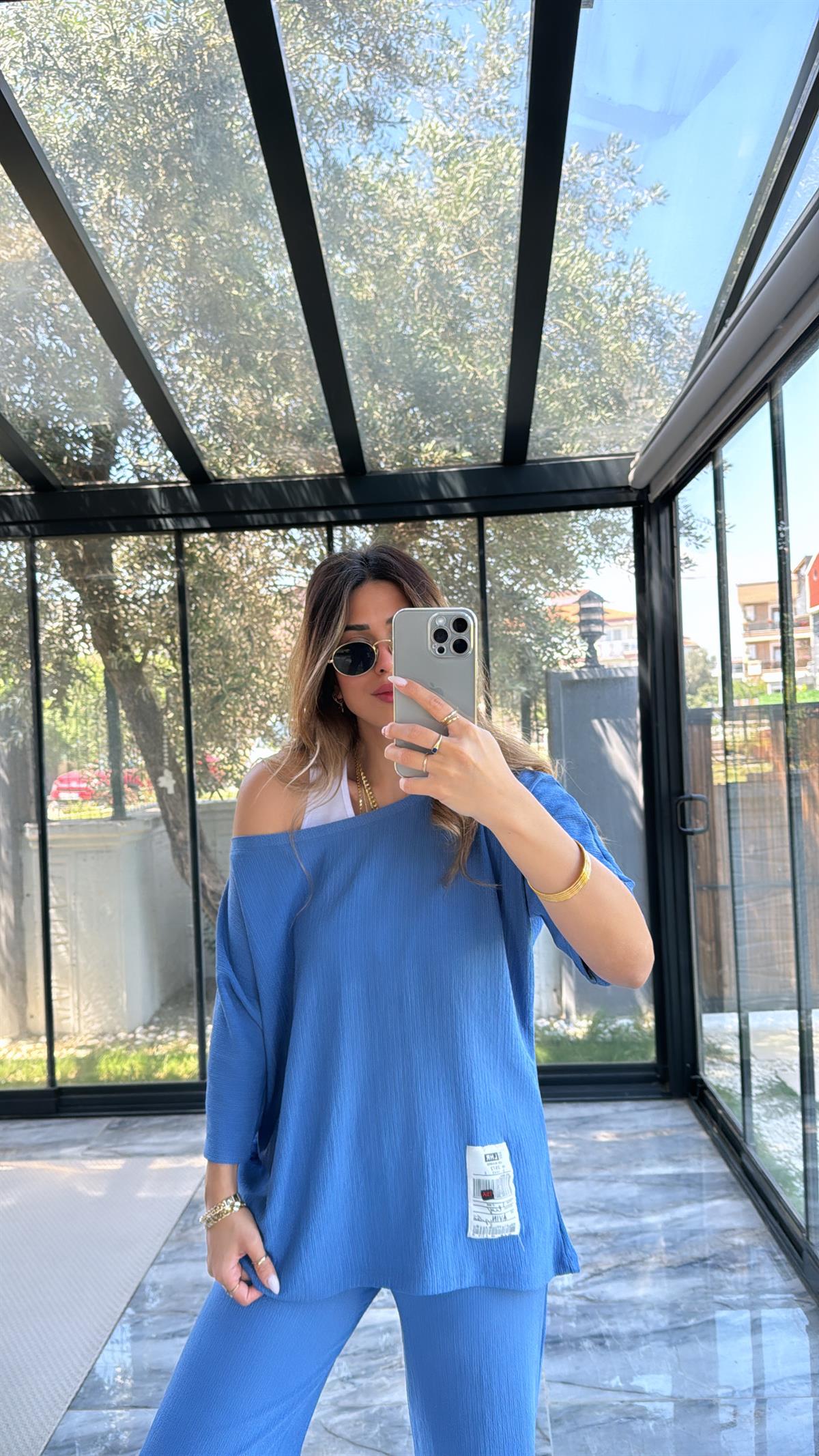 Mavi Bürümcük Üçlü Takım