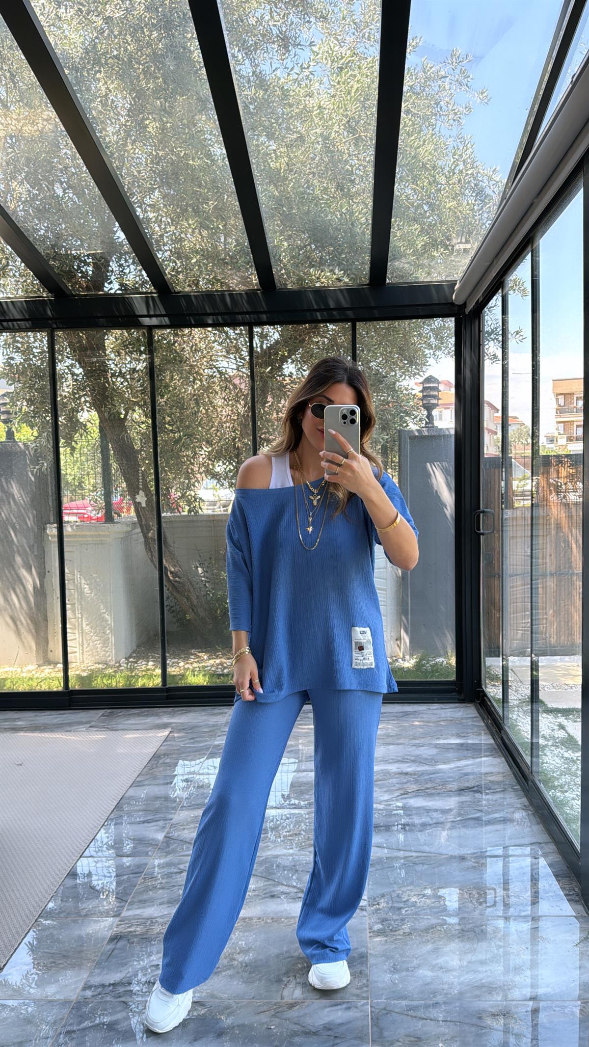 Mavi Bürümcük Üçlü Takım