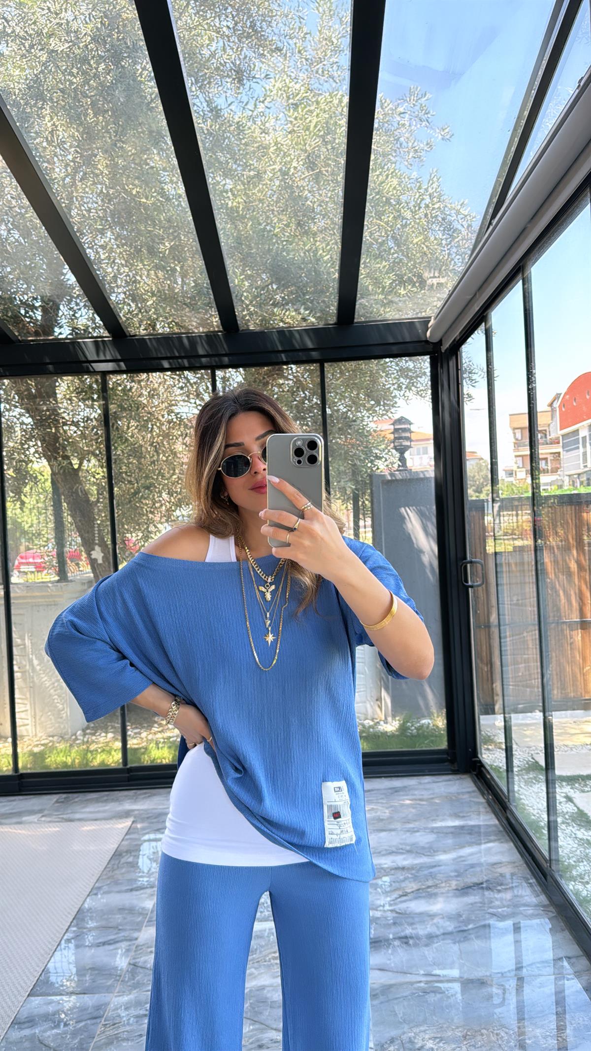 Mavi Bürümcük Üçlü Takım