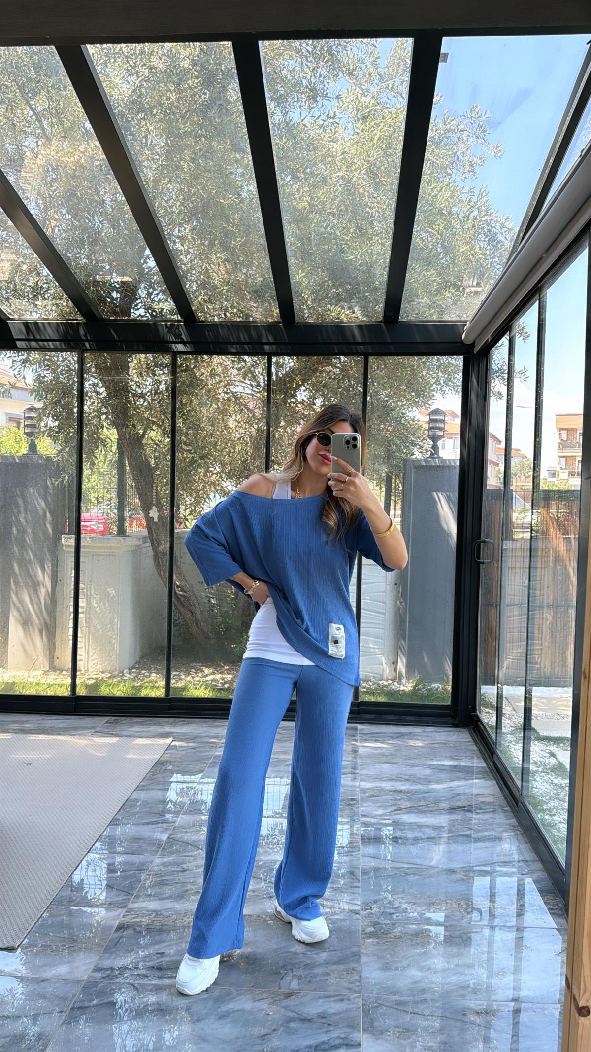 Mavi Bürümcük Üçlü Takım