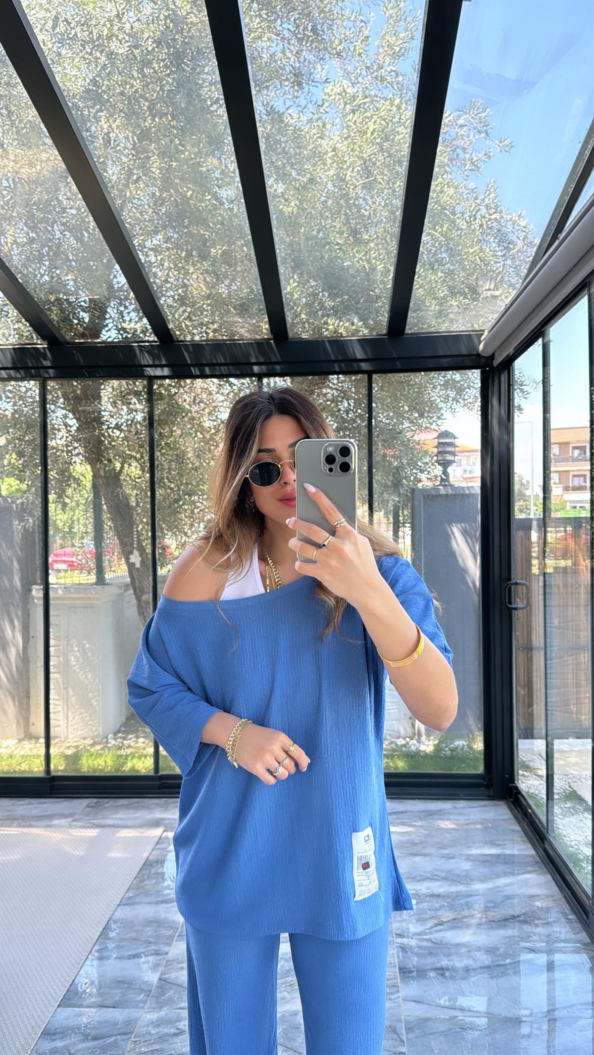 Mavi Bürümcük Üçlü Takım