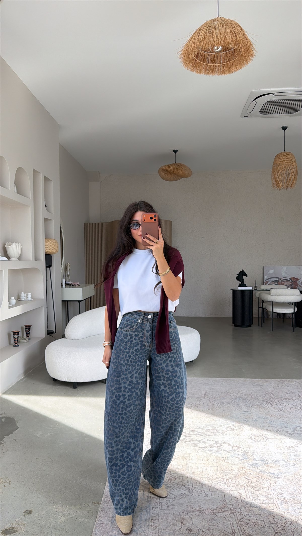 Mavi Leopar Animal Print Style Barrel Jean
