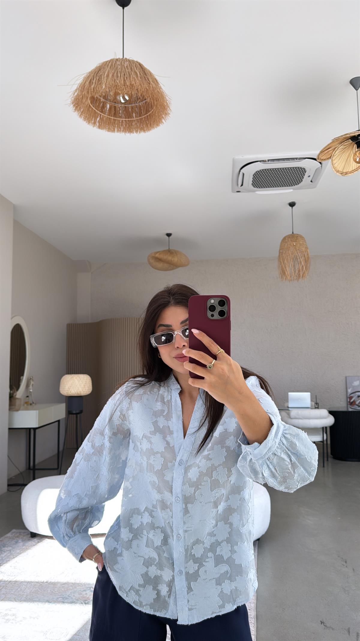 Mavi ZR Transparan Gömlek