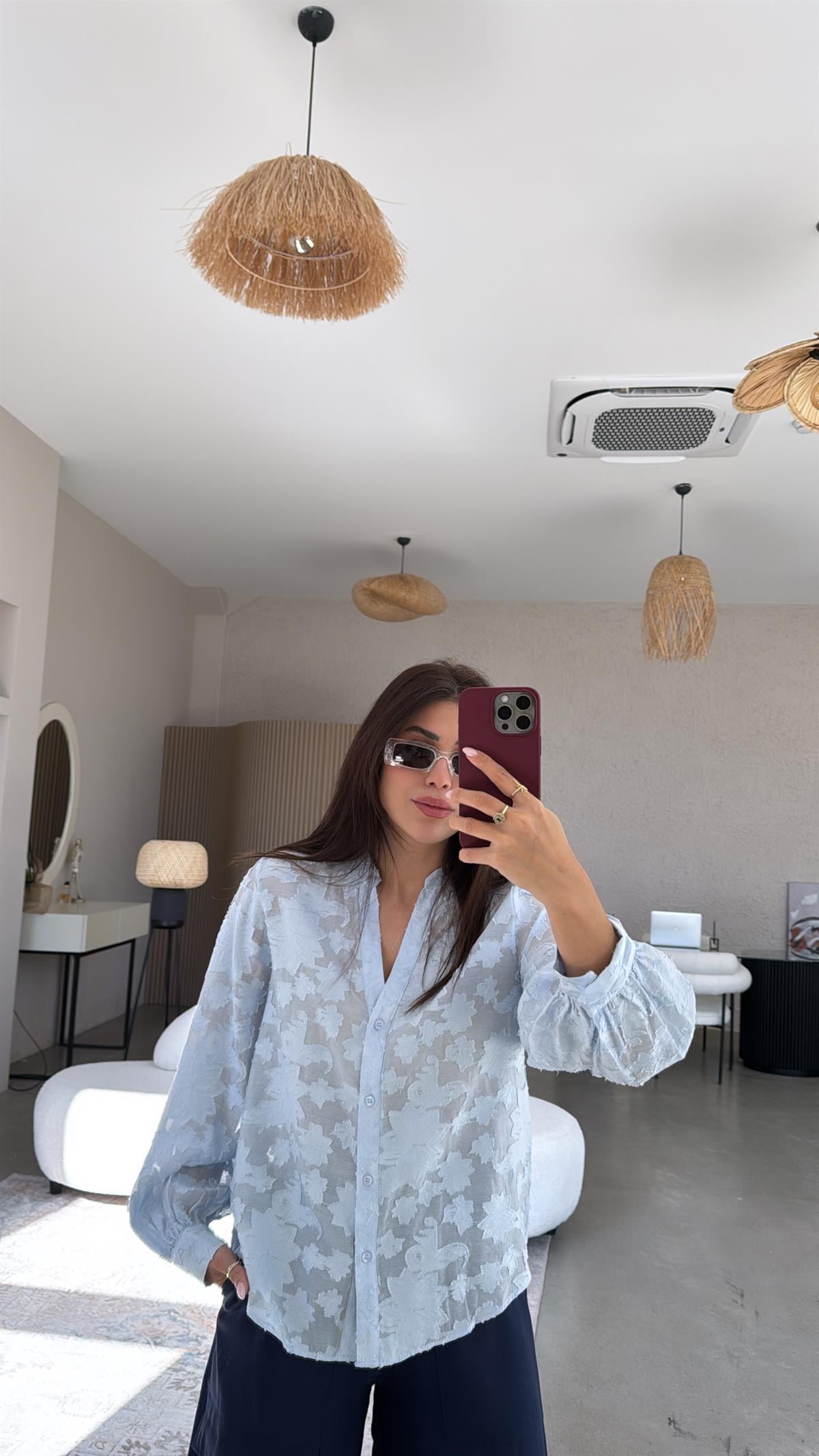 Mavi ZR Transparan Gömlek