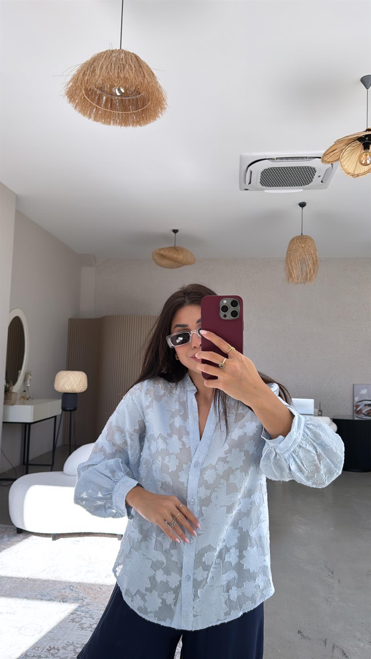 Mavi ZR Transparan Gömlek