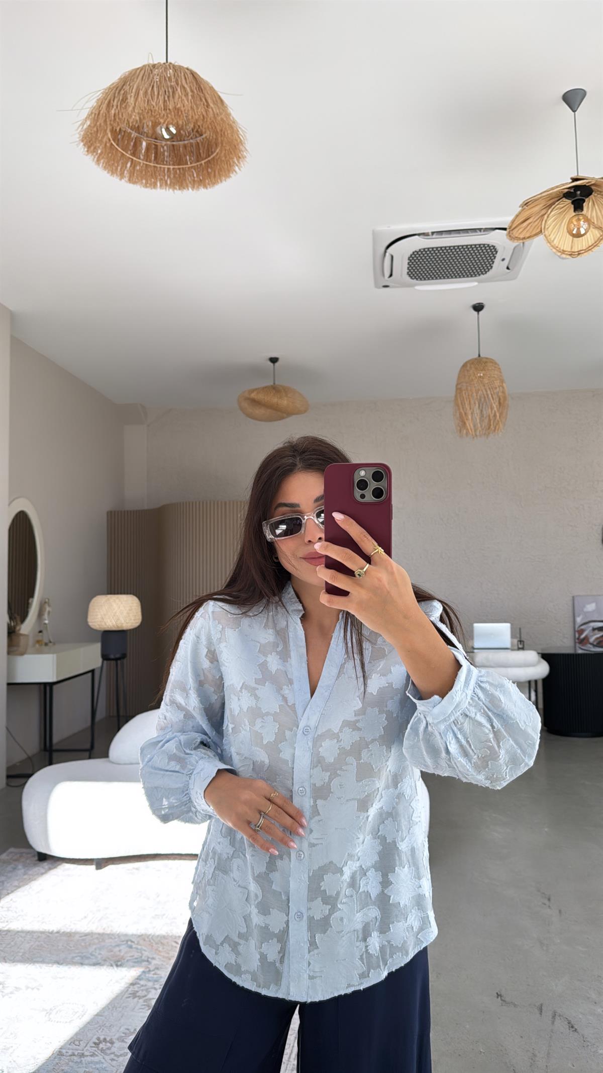 Mavi ZR Transparan Gömlek