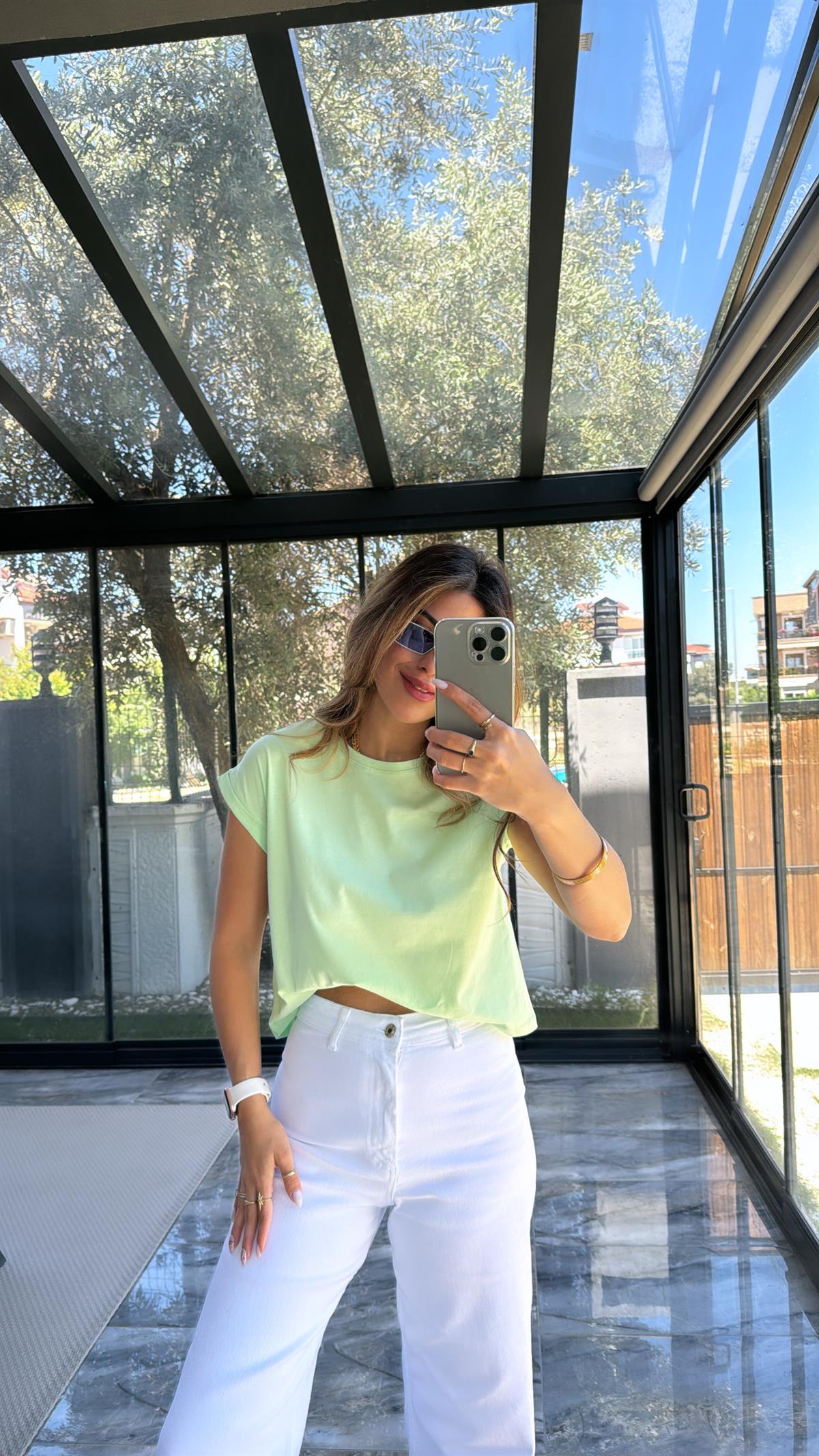 Mint Duble Kol Basic Tshirt