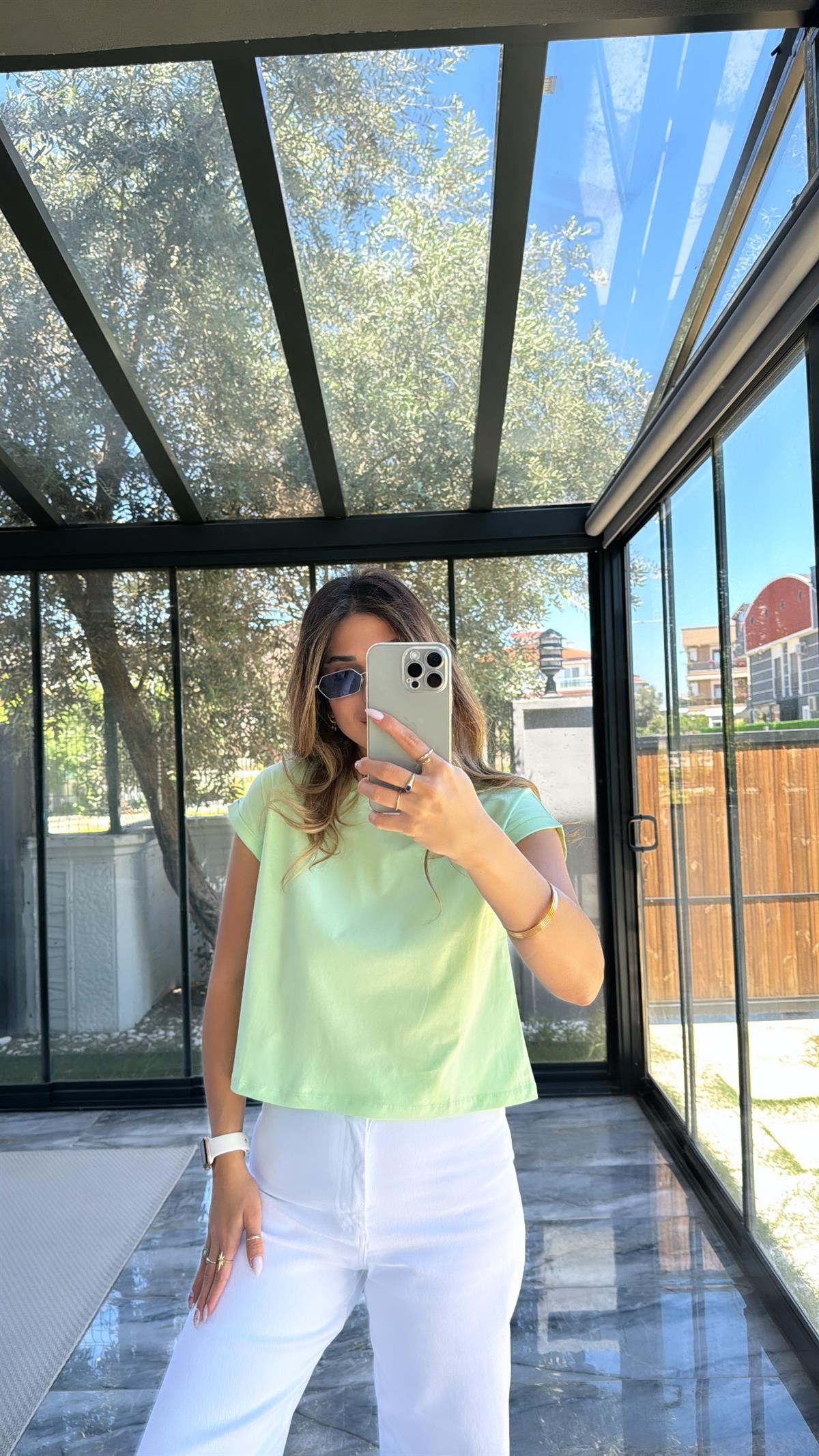 Mint Duble Kol Basic Tshirt