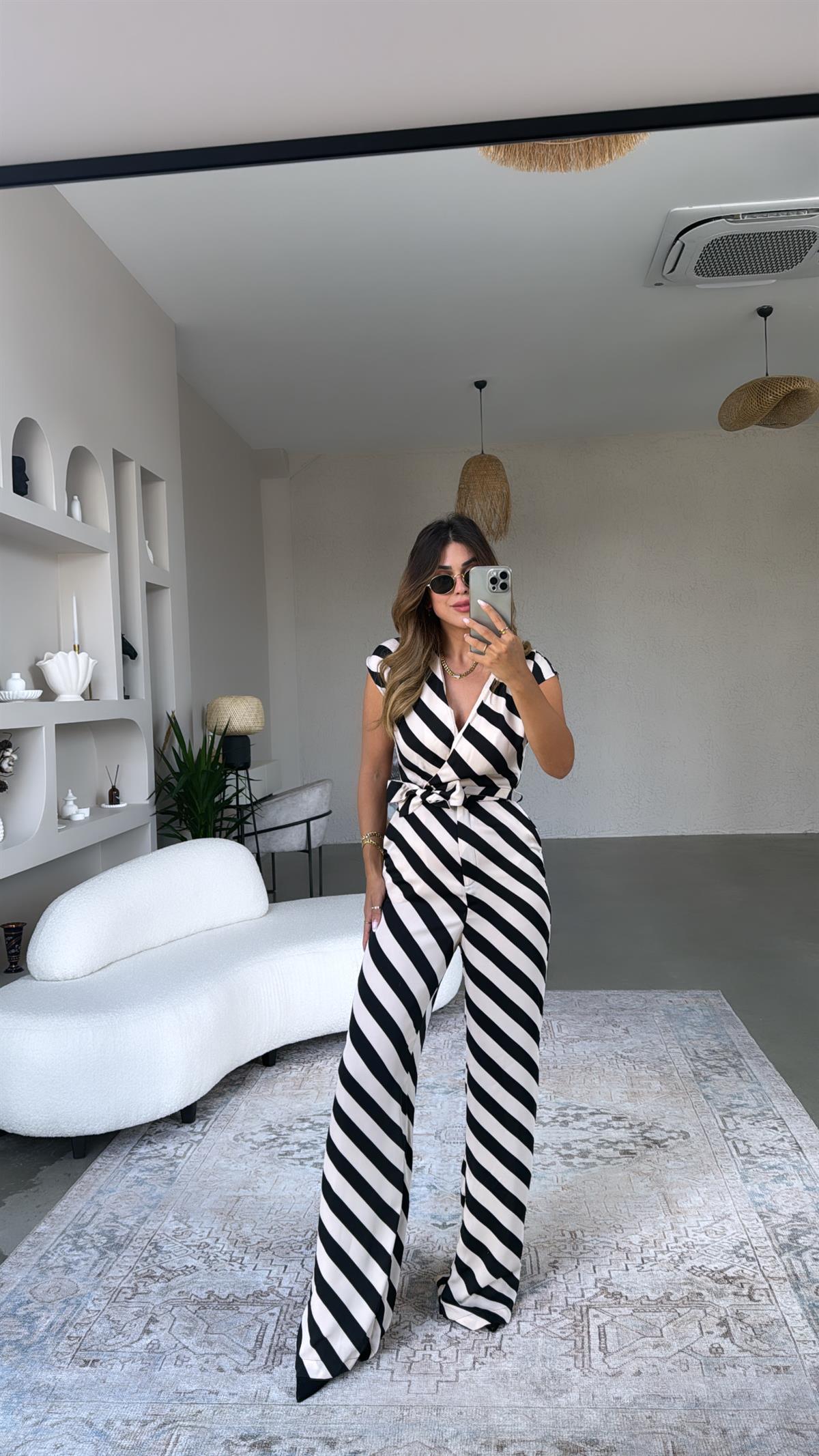 Mng Asimetrik Çizgili Tulum