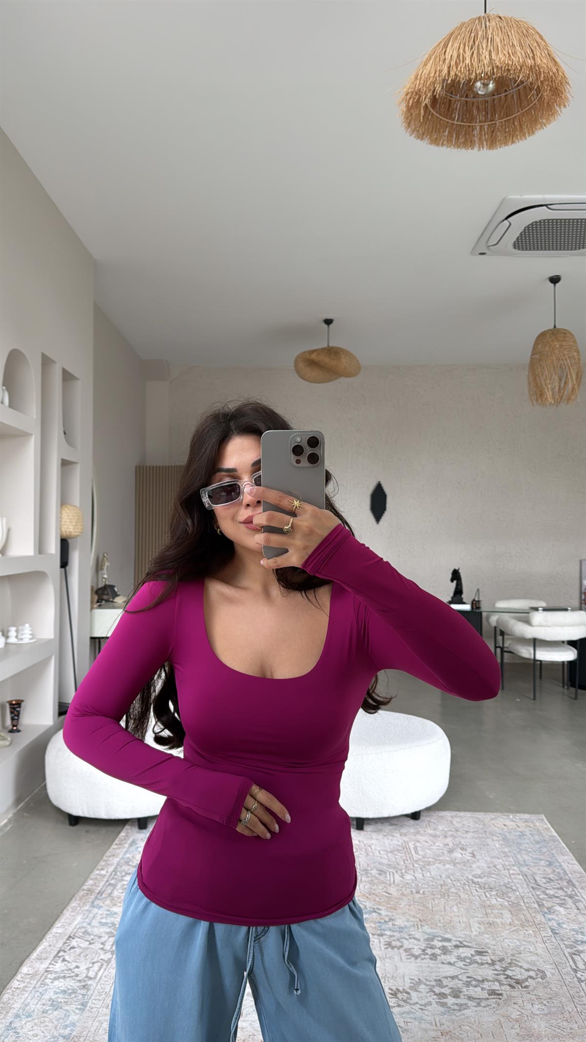 Mor Kare Yaka Scuba Basic Bluz