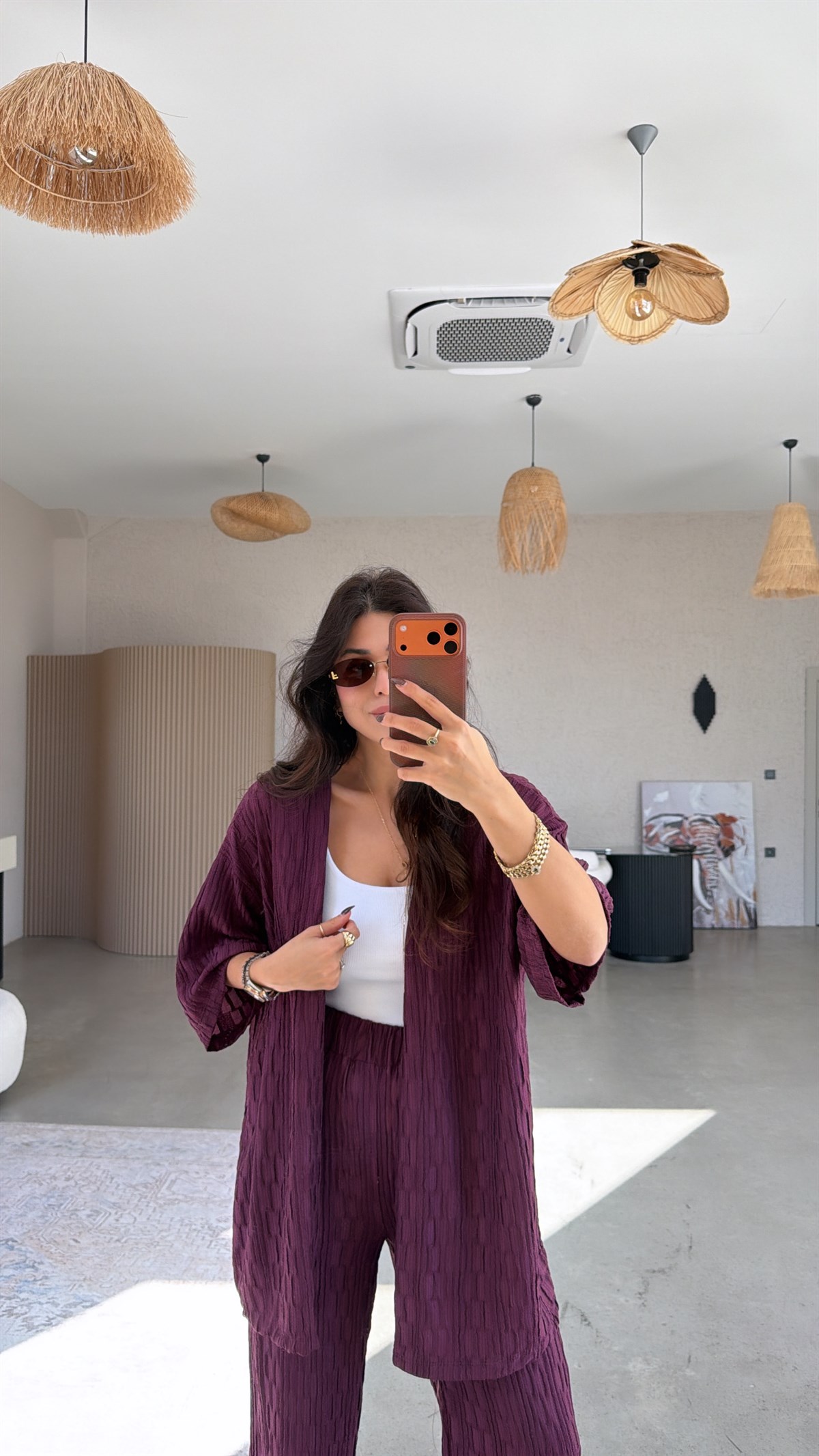 Mürdüm Dokulu Ceketli Takım