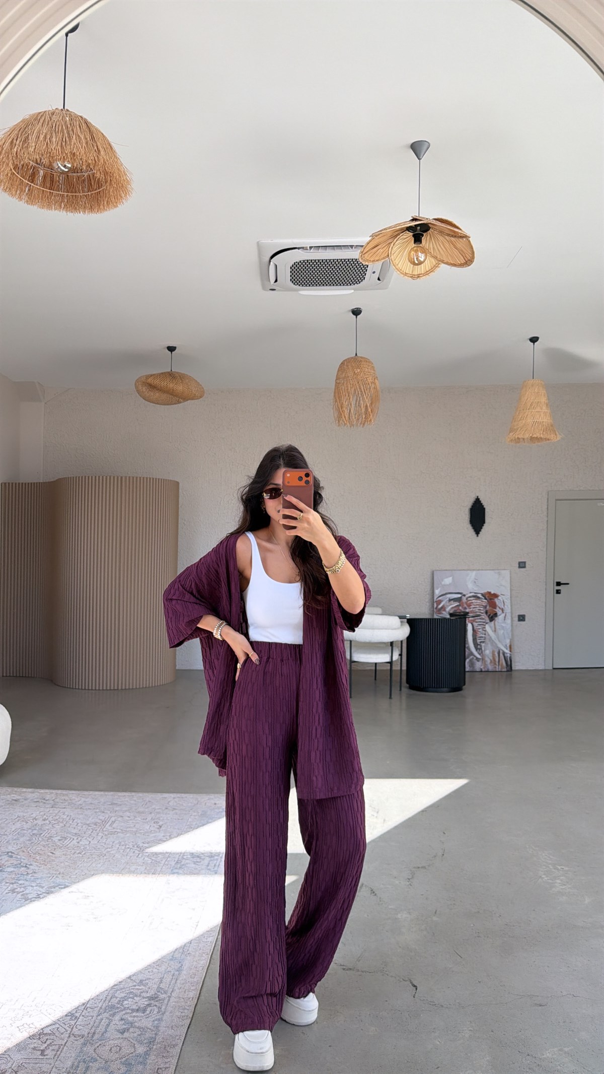 Mürdüm Dokulu Ceketli Takım