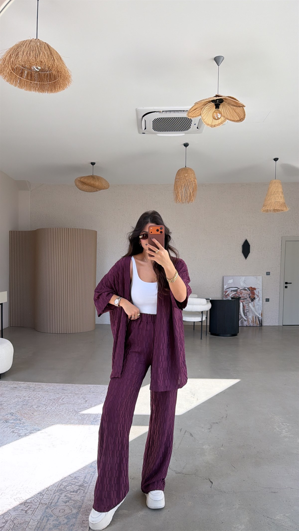 Mürdüm Dokulu Ceketli Takım