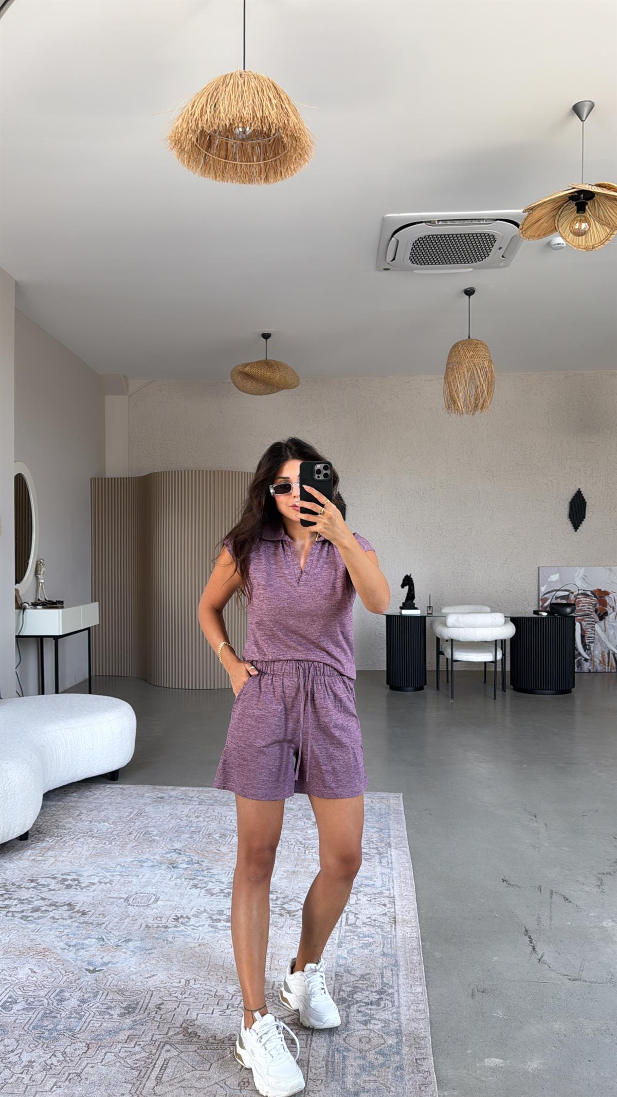 Mürdüm Şortlu Polo Yaka Tshirt Takım