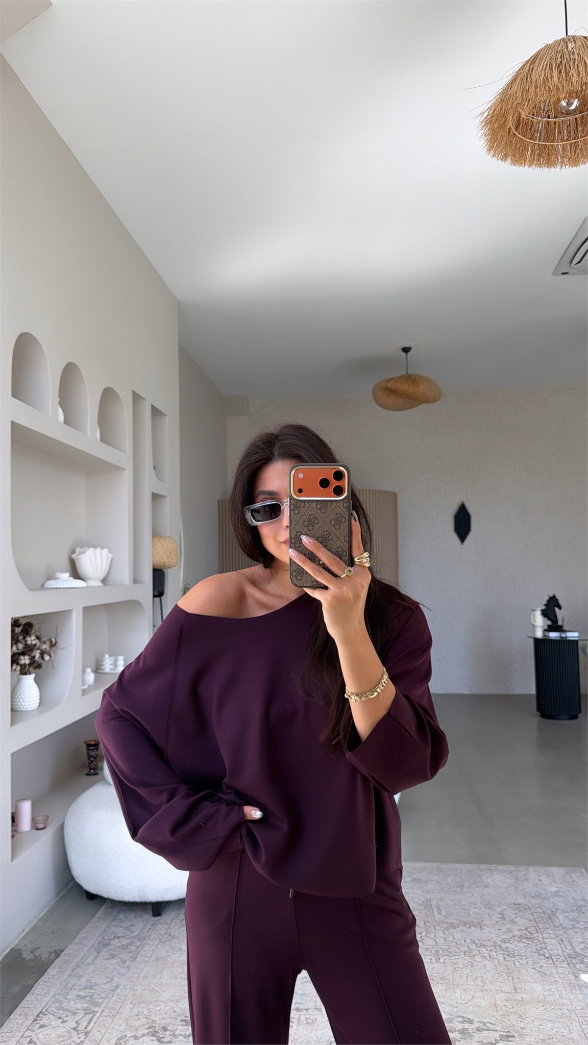 Mürdüm Ters Dikişli Modal Takım