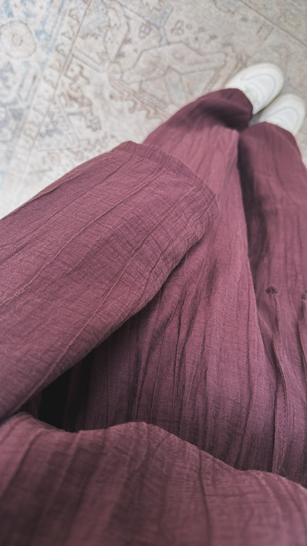 Mürdüm Yan Düğmeli Gömlek Pantolon Takım