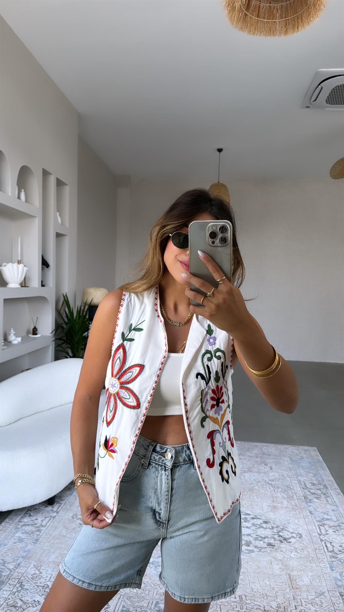 Nakışlı Premium Pamuk Astarlı Yelek