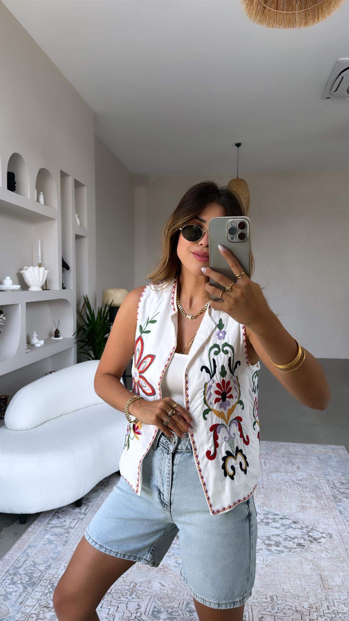 Nakışlı Premium Pamuk Astarlı Yelek