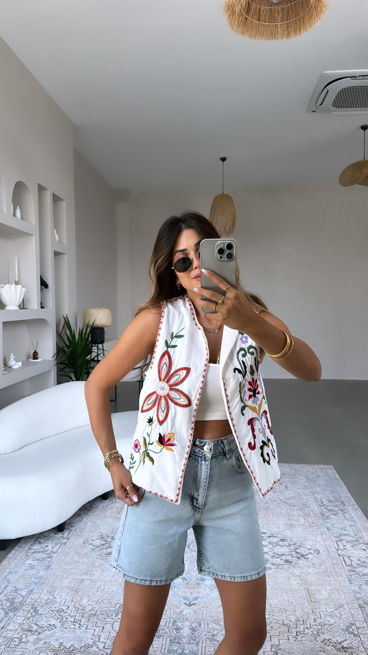 Nakışlı Premium Pamuk Astarlı Yelek