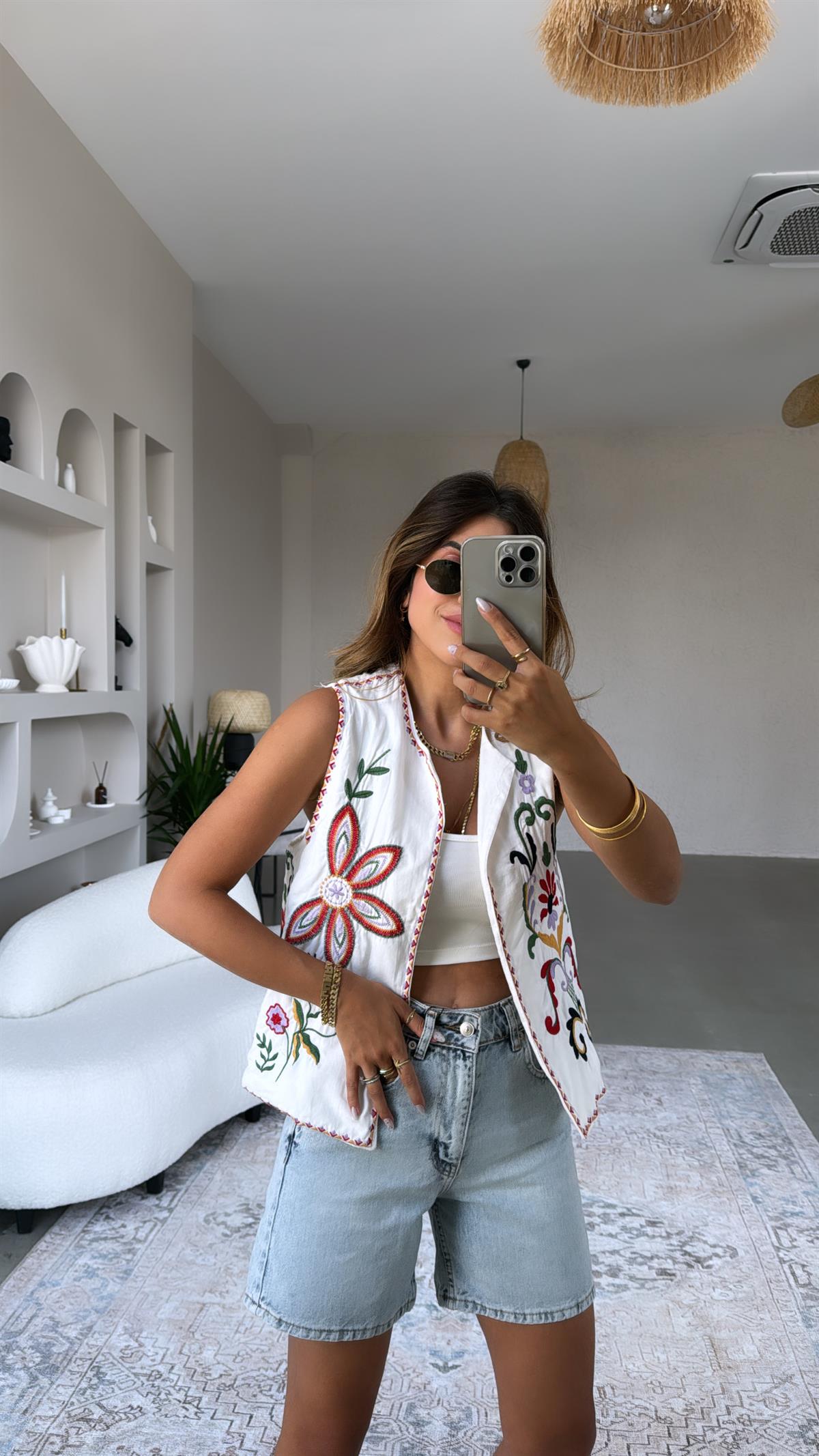 Nakışlı Premium Pamuk Astarlı Yelek