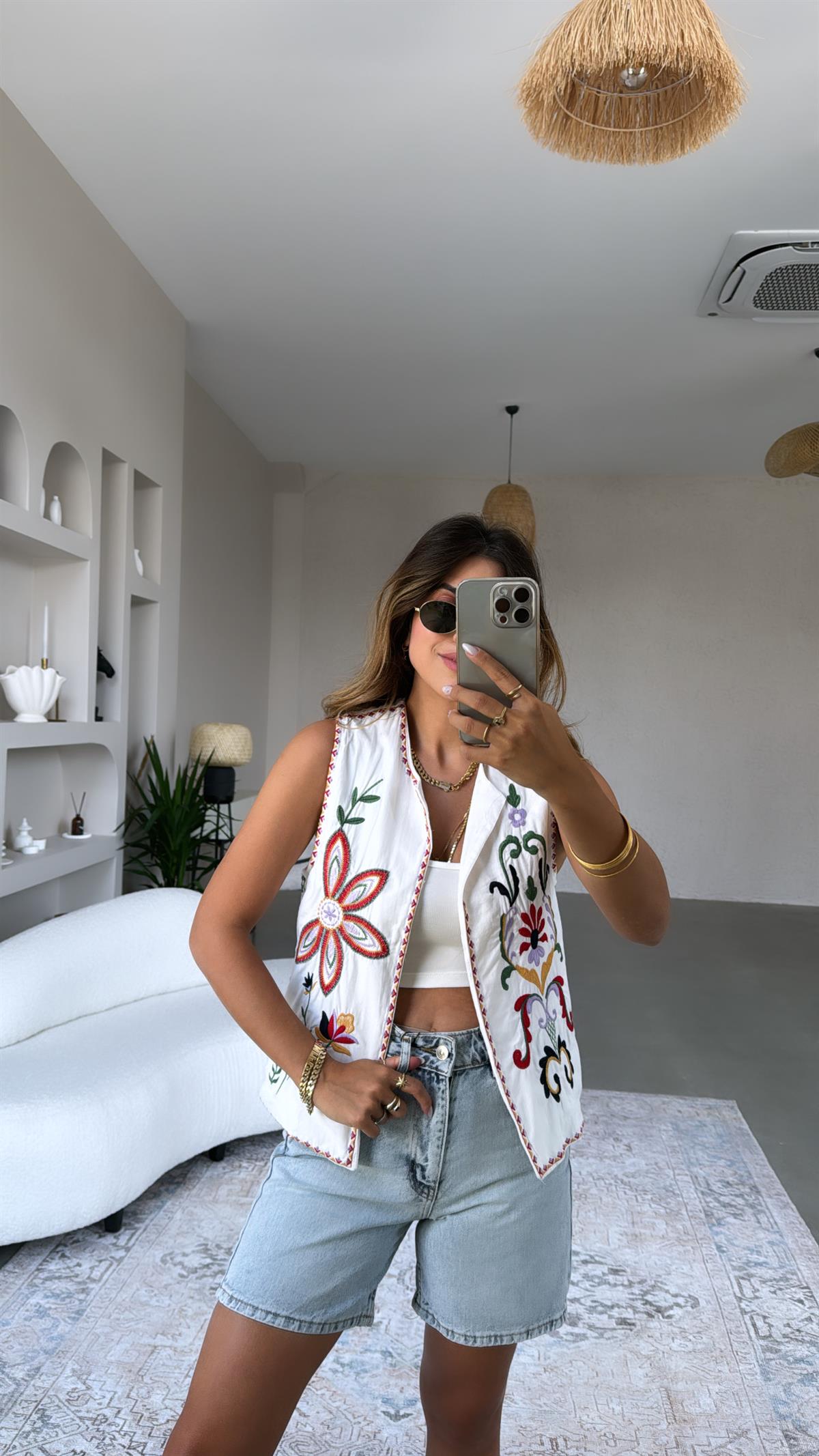 Nakışlı Premium Pamuk Astarlı Yelek